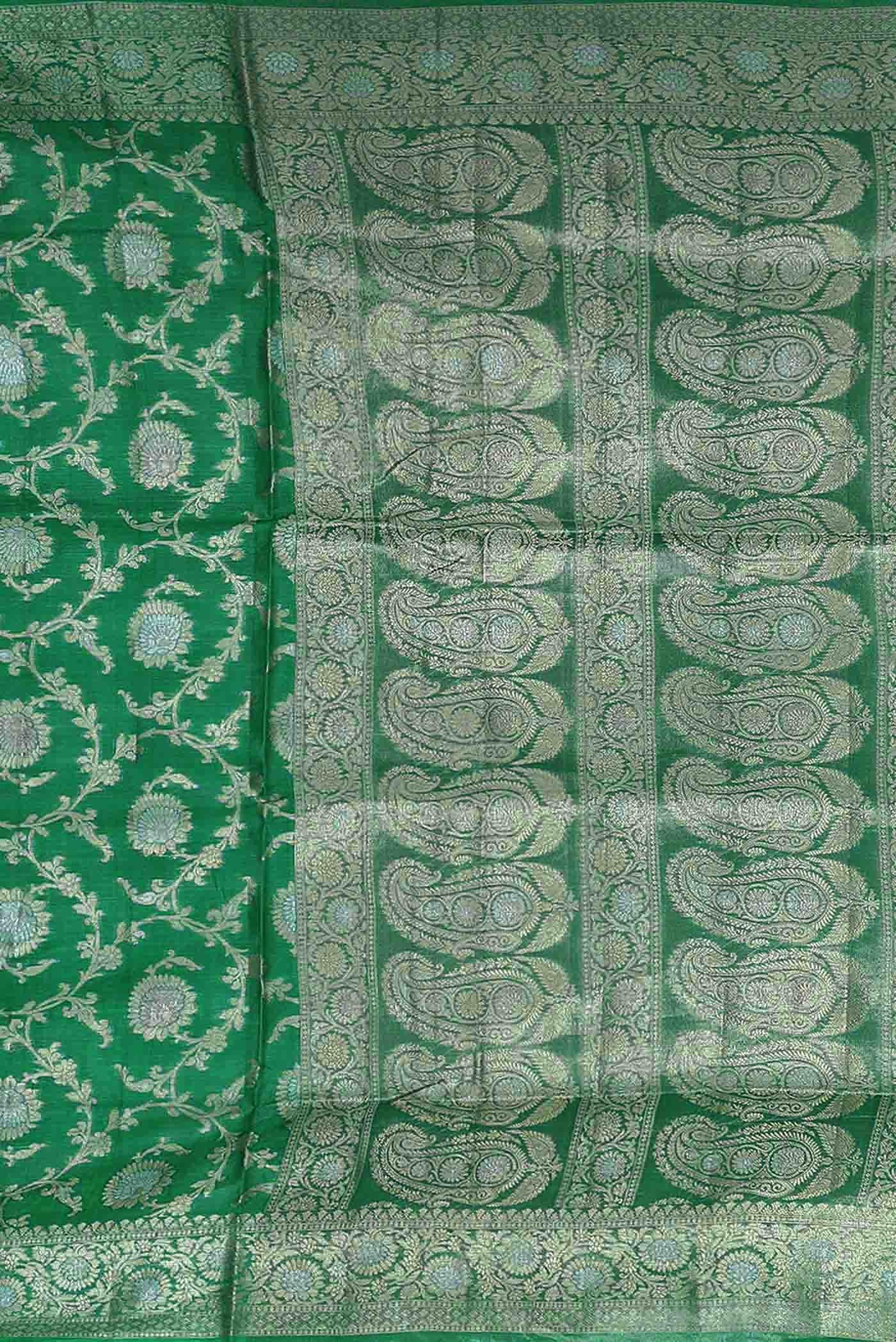 Green Banarasi Tussar Silk Saree