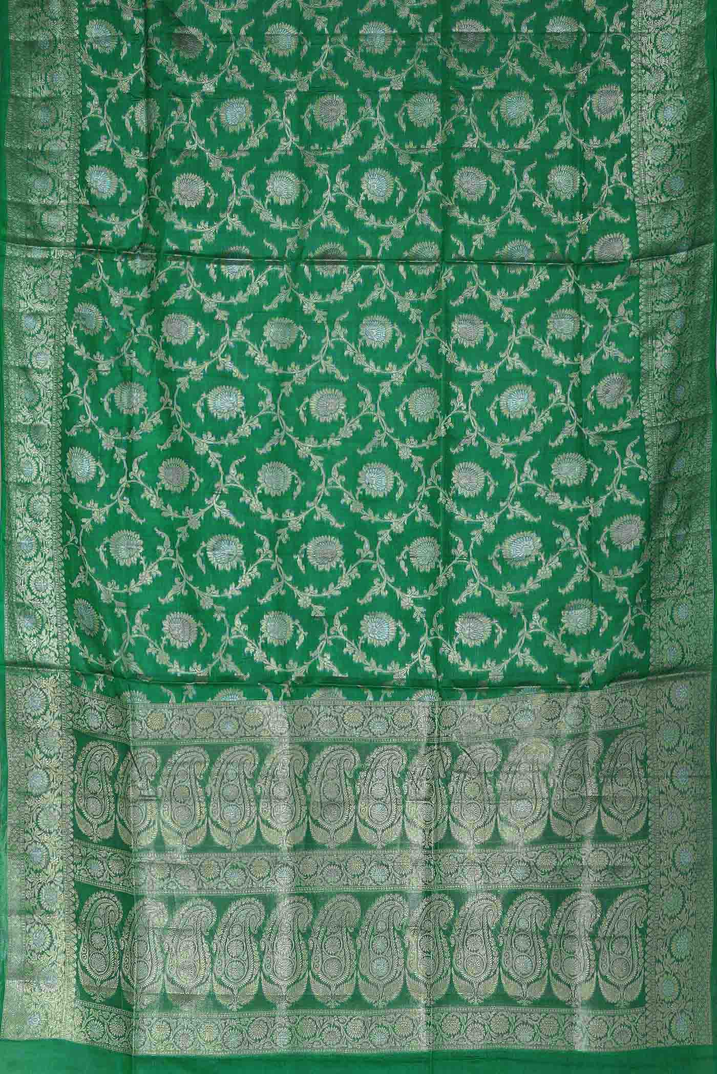 Green Banarasi Tussar Silk Saree