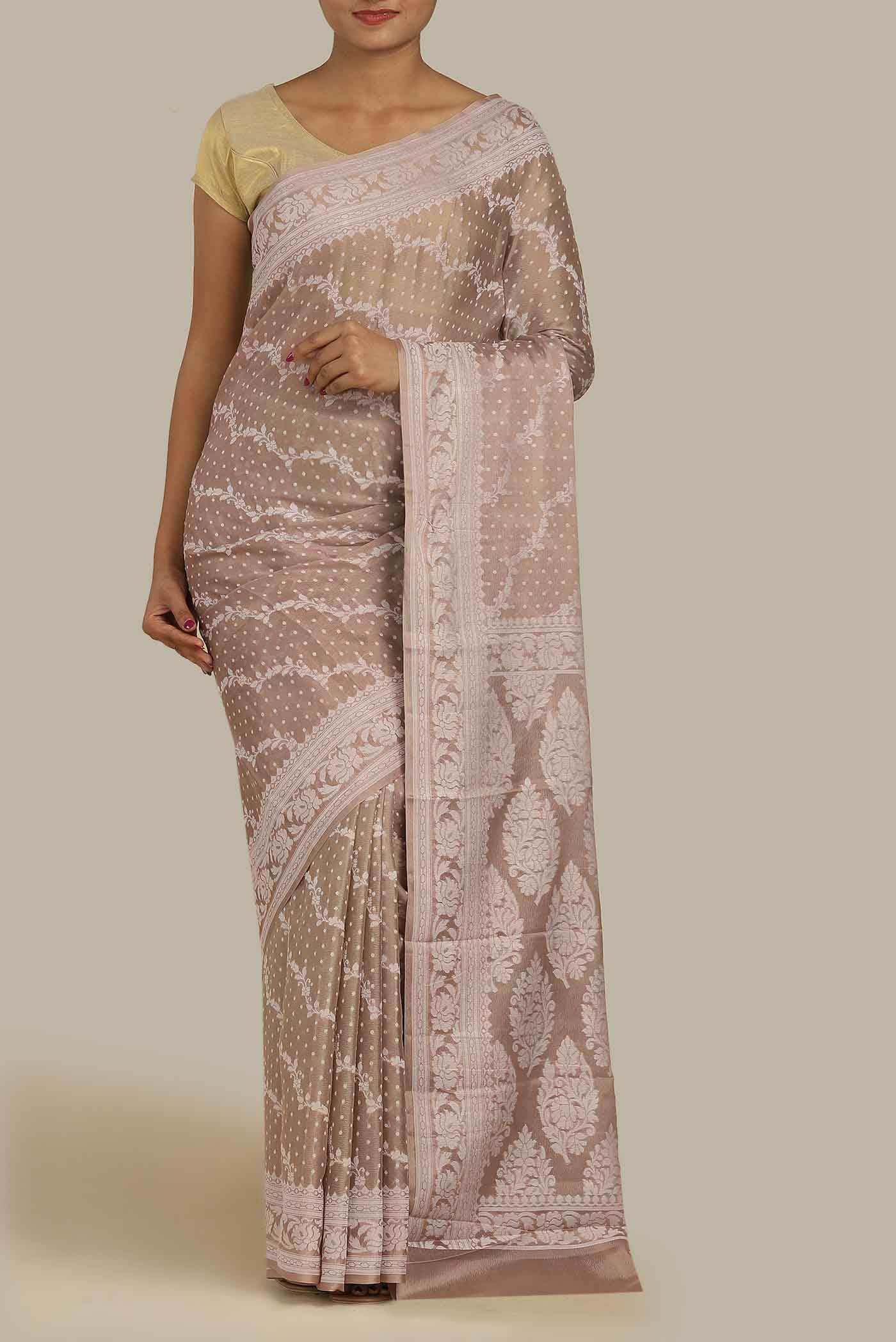 Beige Banarasi Georgette Saree