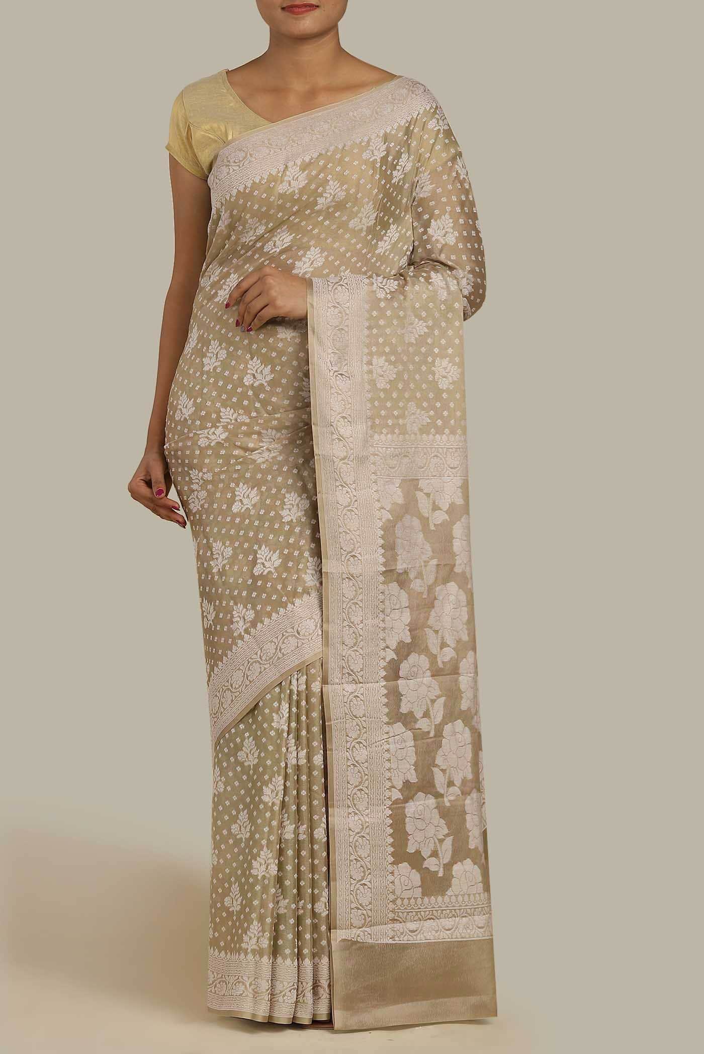 Beige Banarasi Georgette Saree