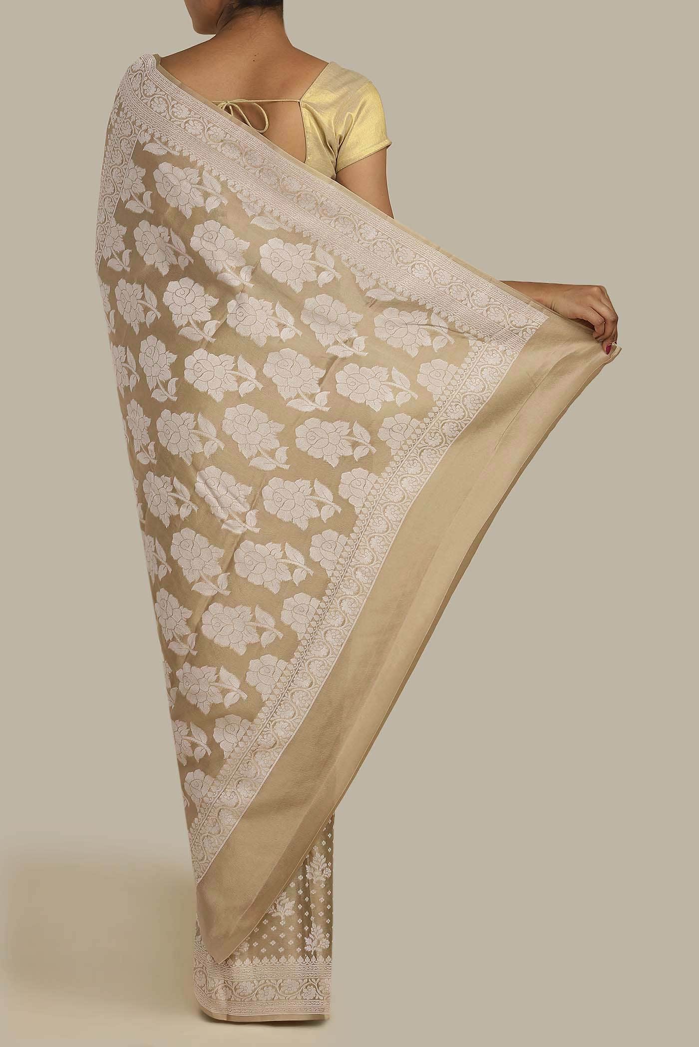 Beige Banarasi Georgette Saree