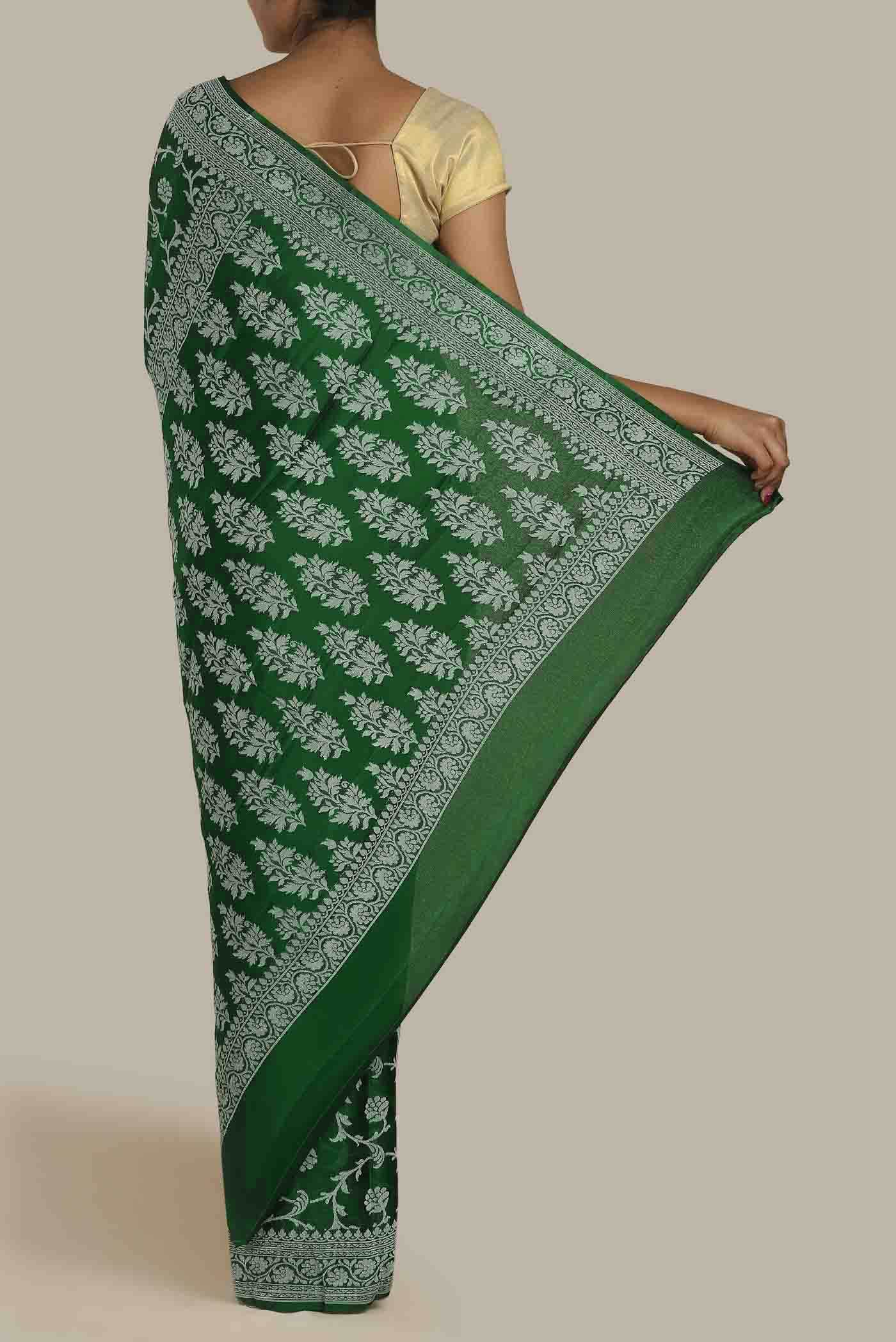 Green Banarasi Georgette Saree
