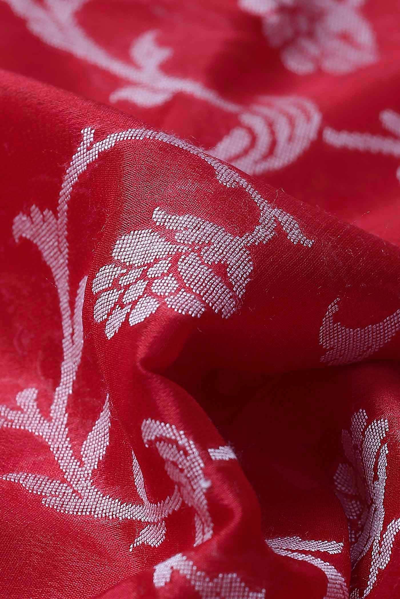 Red Banarasi Raw Silk Saree