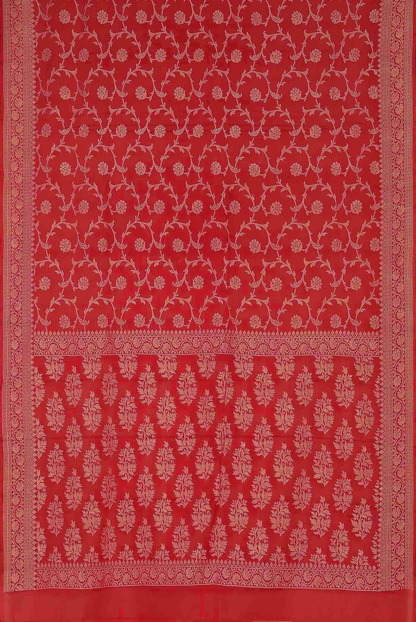 Red Banarasi Raw Silk Saree