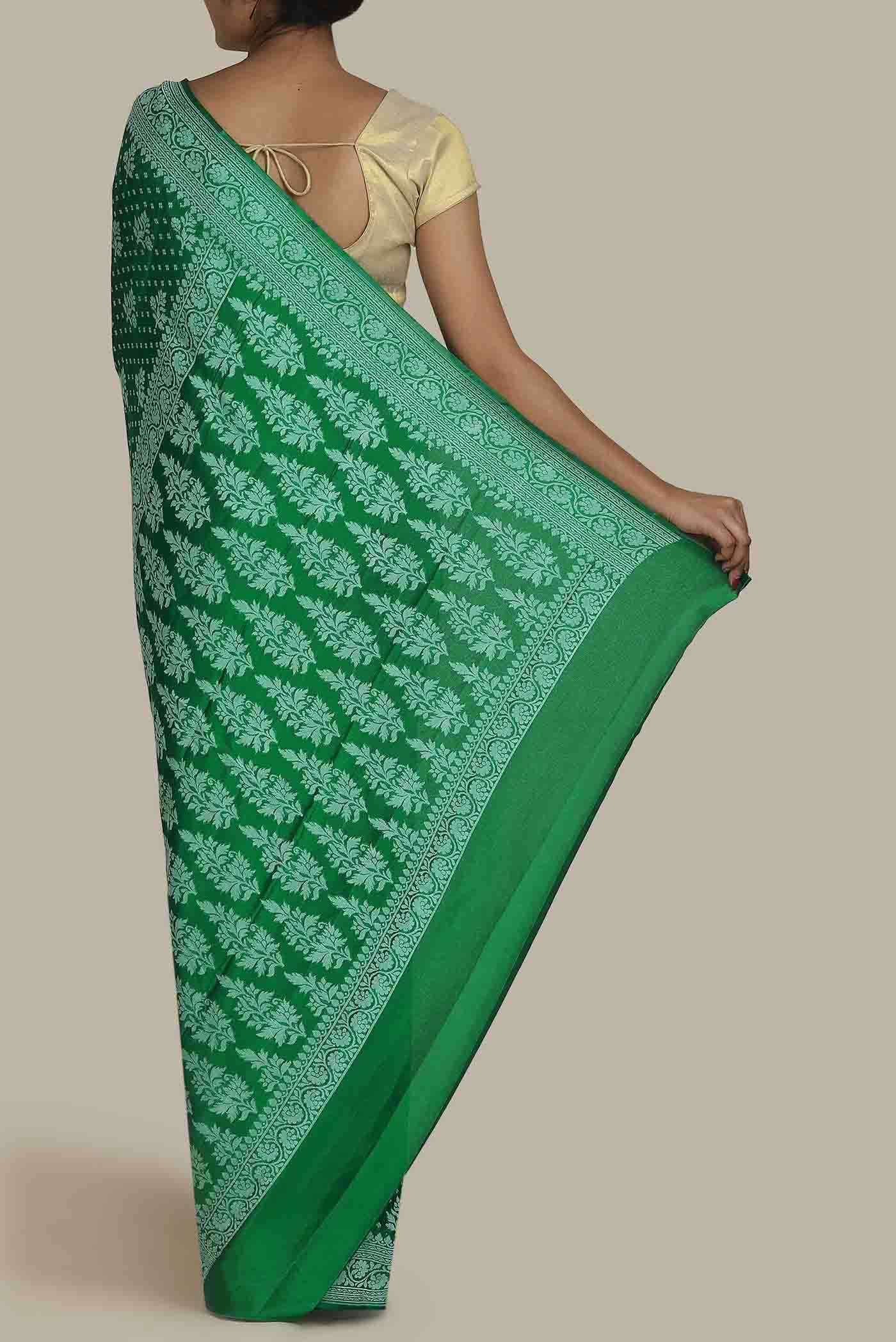 Green Banarasi Georgette Saree