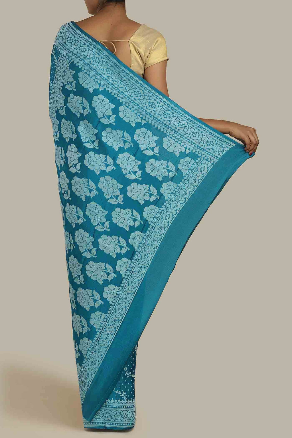 Blue Banarasi Georgette Saree