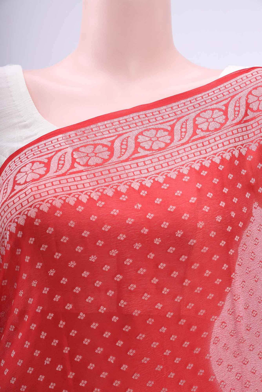 Deep Red Georgette Saree