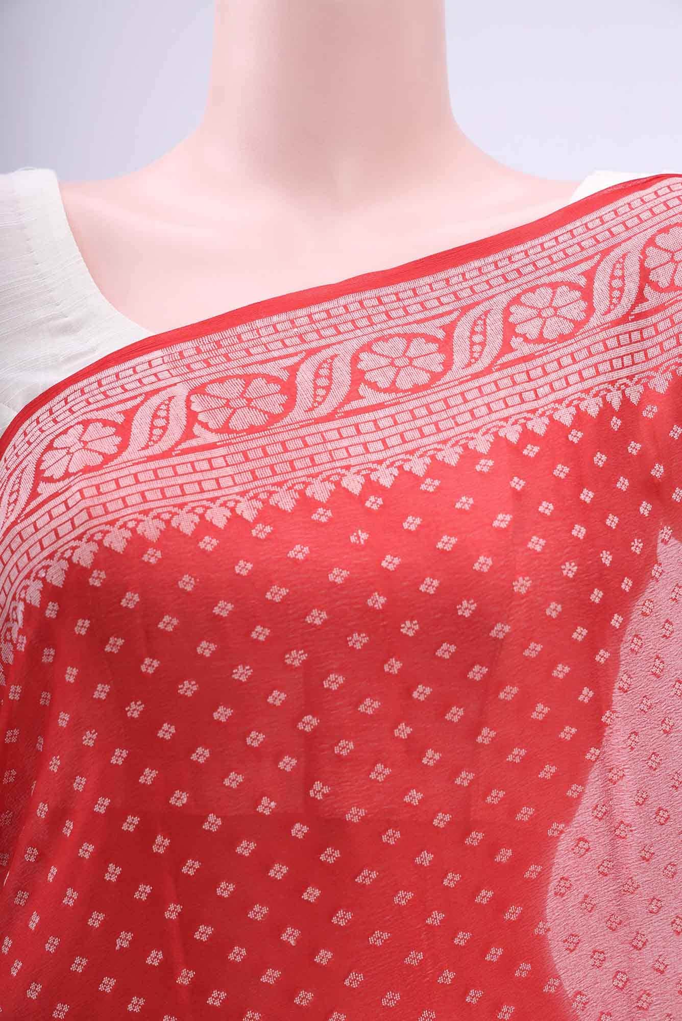 Deep Red Georgette Saree