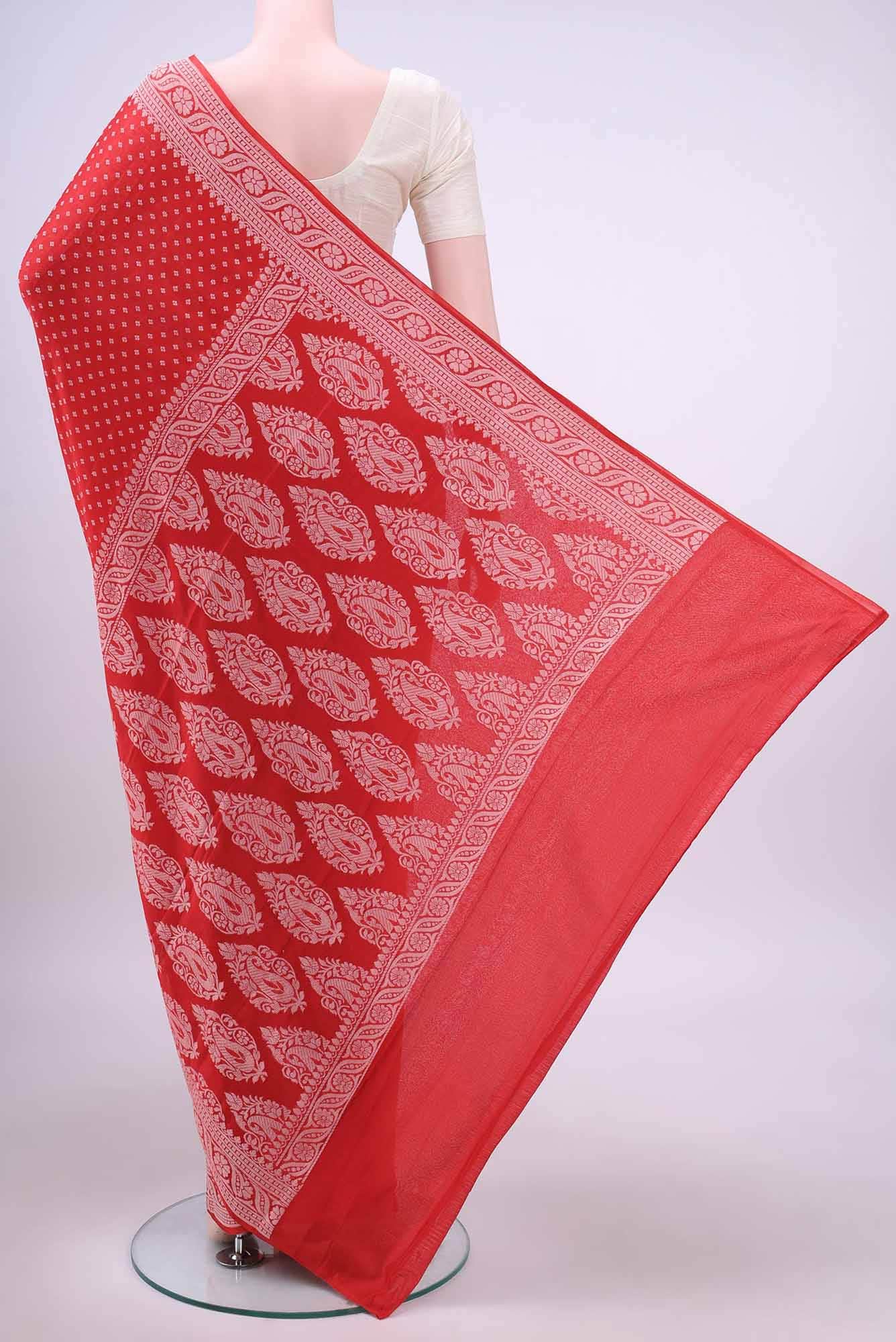 Deep Red Georgette Saree