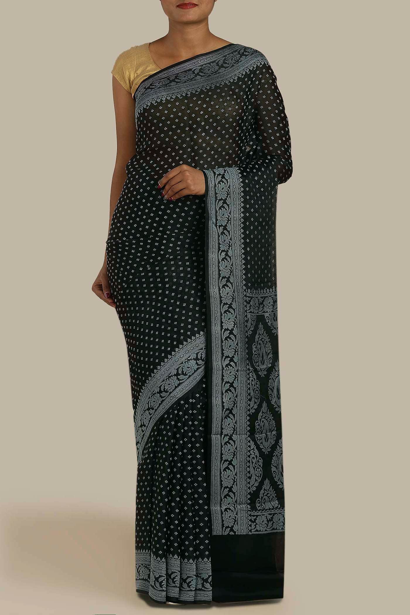 Black Banarasi Georgette Saree