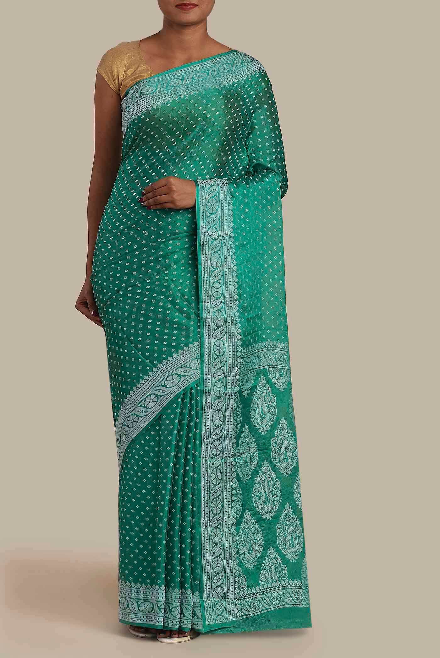 Green Banarasi Georgette Saree