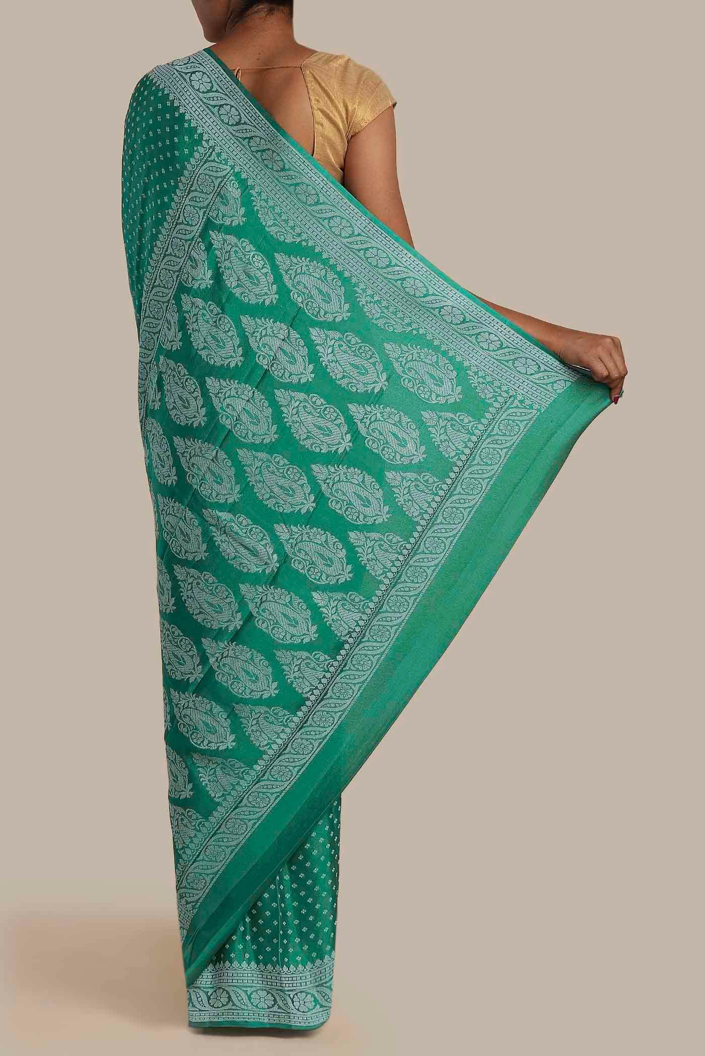 Green Banarasi Georgette Saree