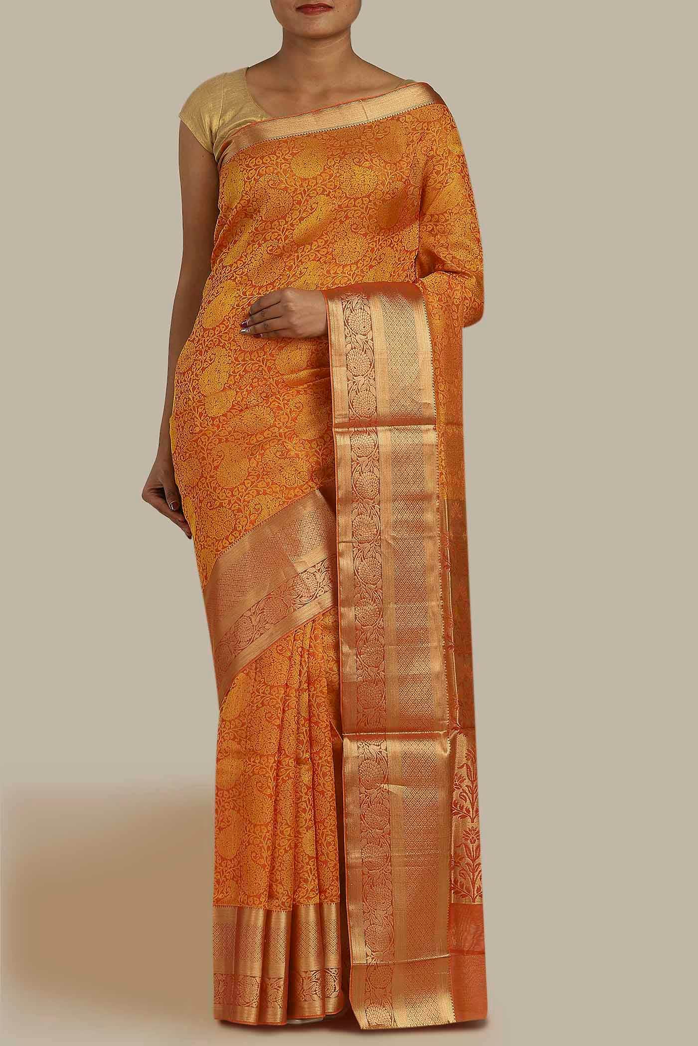 Orange Silk Cotton Saree