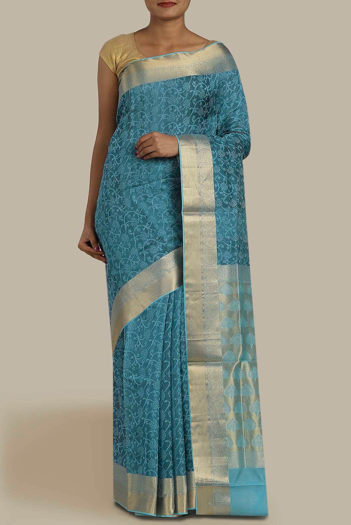 Blue Silk Cotton Saree