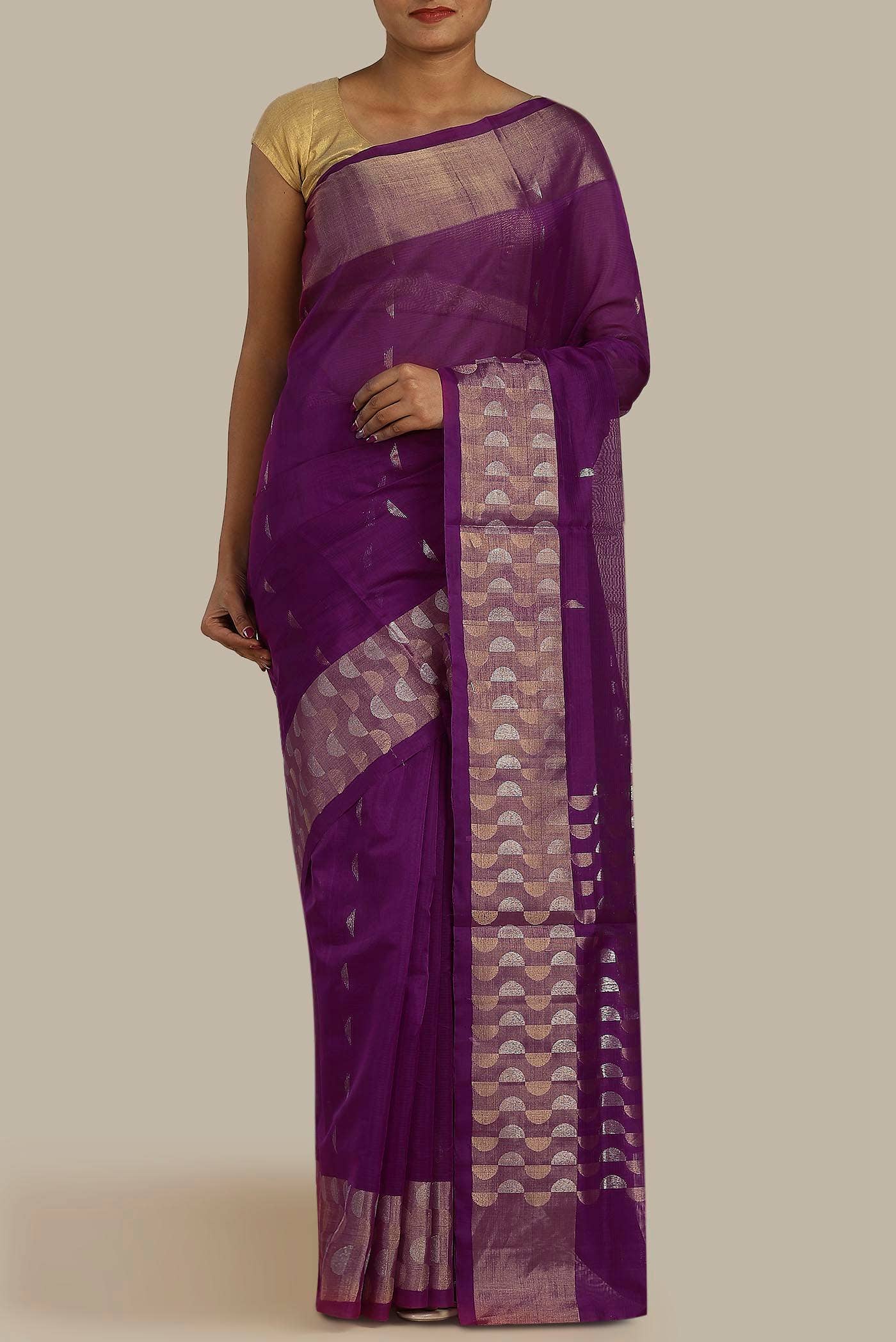 Purple Silk Cotton Saree