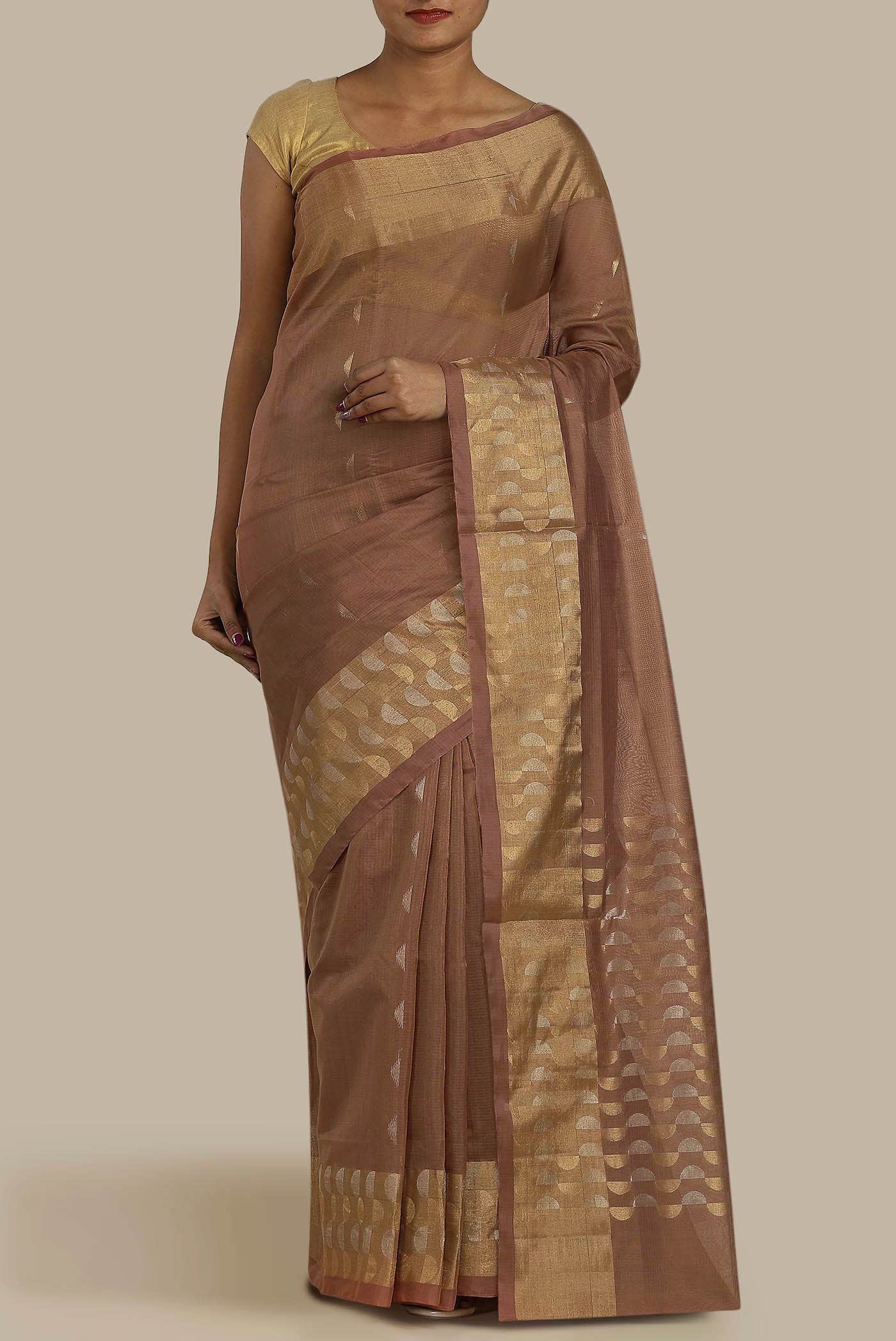 Brown Silk Cotton Saree