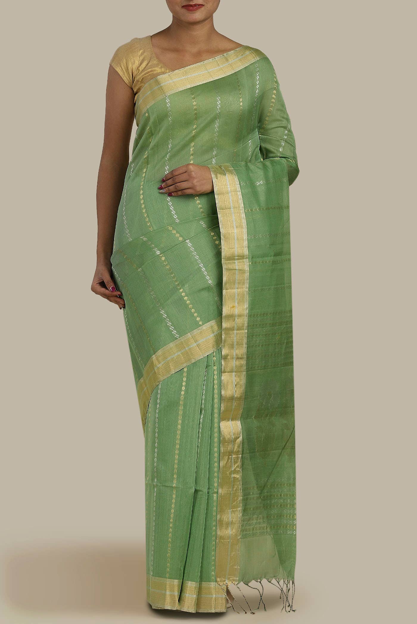 Green Silk Cotton Saree