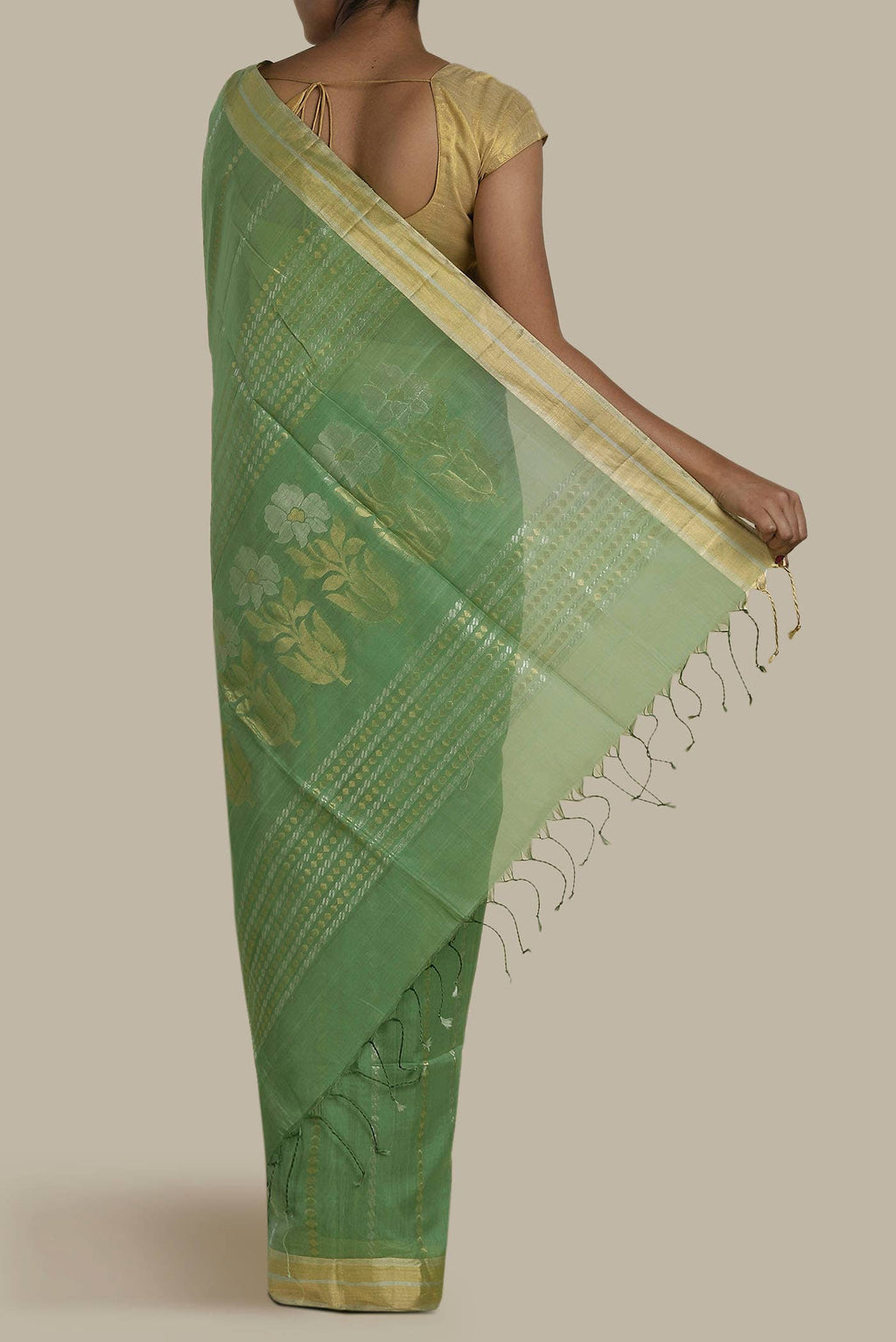 Green Silk Cotton Saree