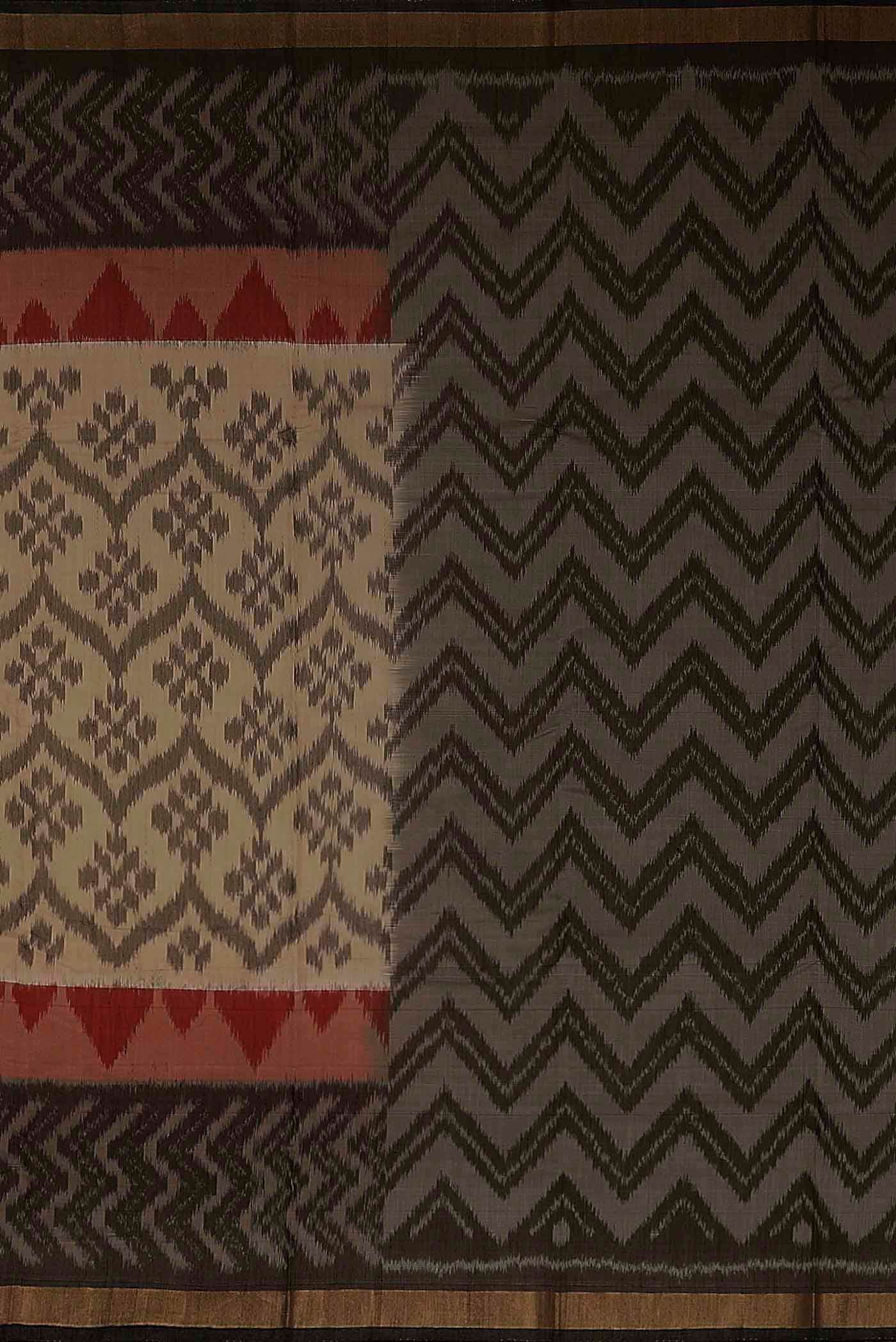 Beige Silk Cotton Saree