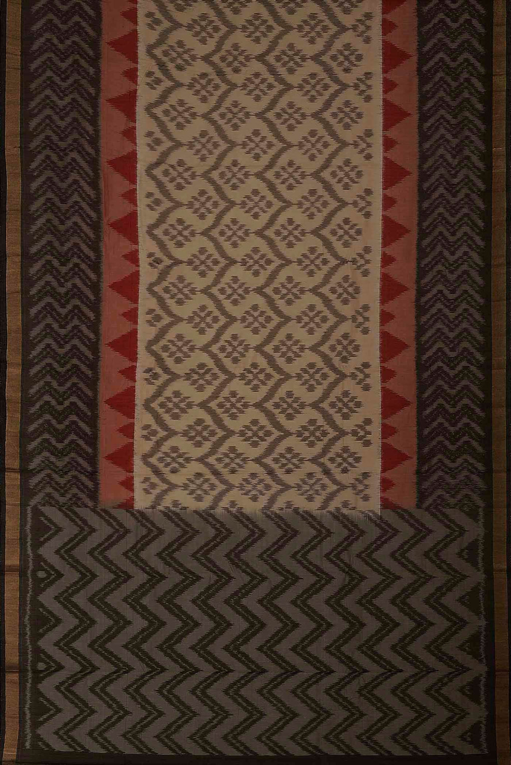 Beige Silk Cotton Saree