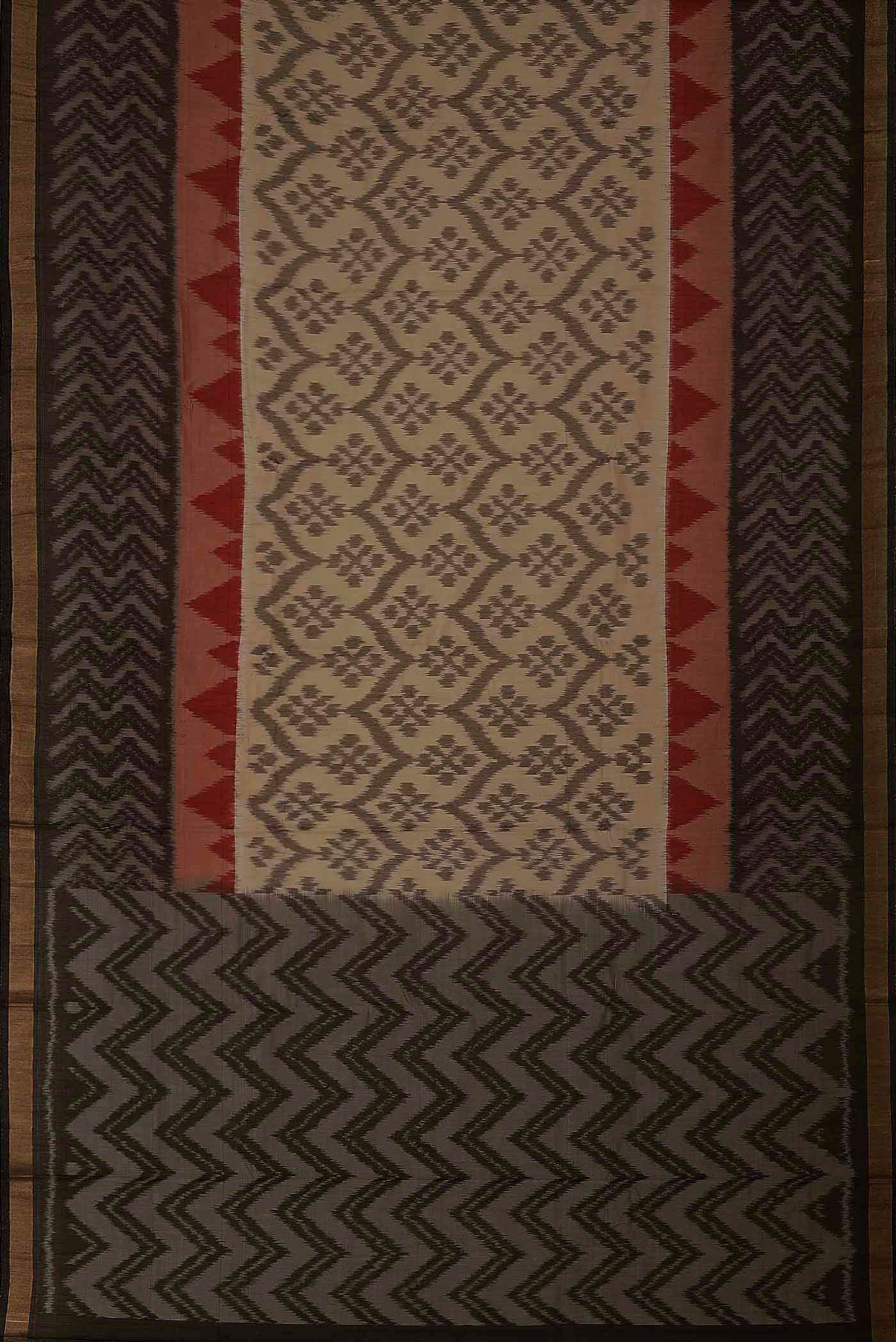 Beige Silk Cotton Saree