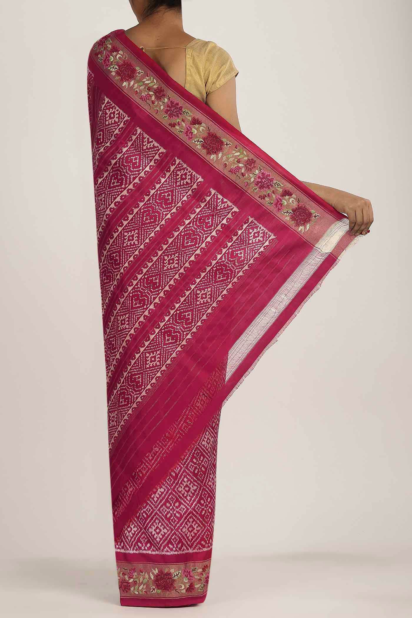 Dark Pink Pochampally Silk Saree