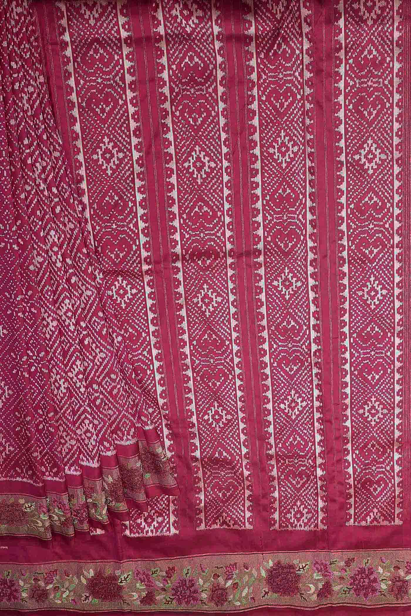 Dark Pink Pochampally Silk Saree