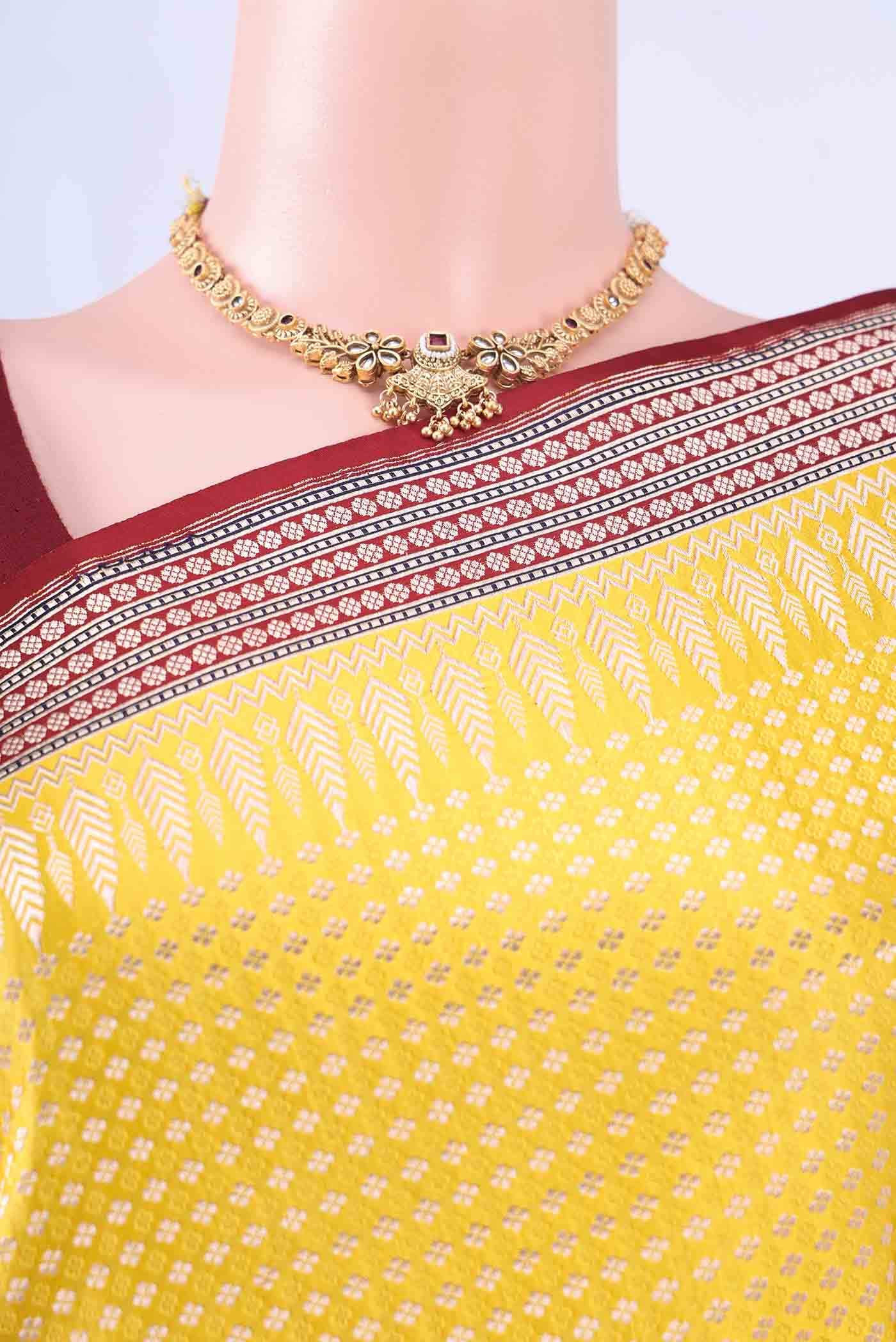 Lemon Yellow Banarasi Silk Saree