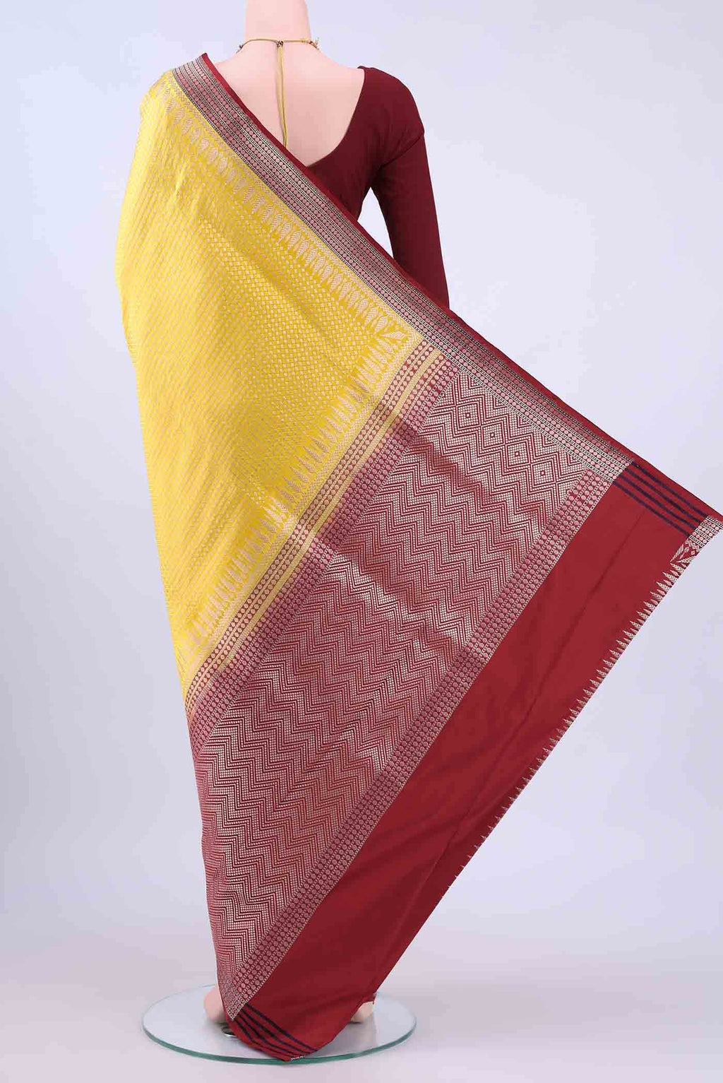 Lemon Yellow Banarasi Silk Saree