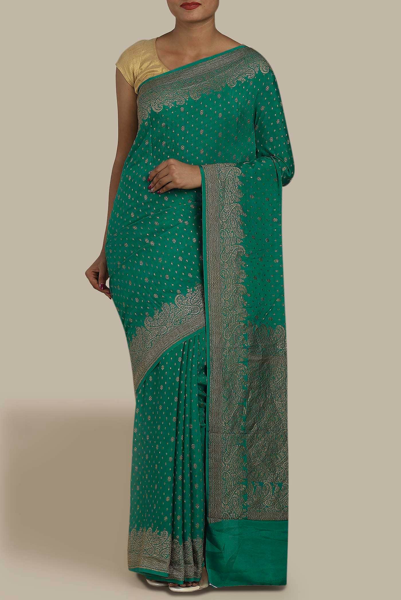 Green Banarasi Georgette Saree