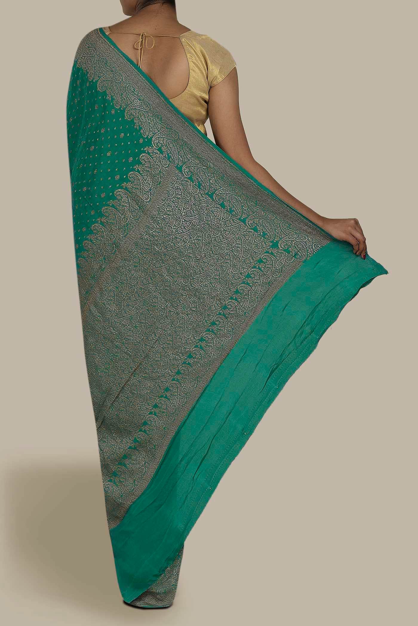 Green Banarasi Georgette Saree
