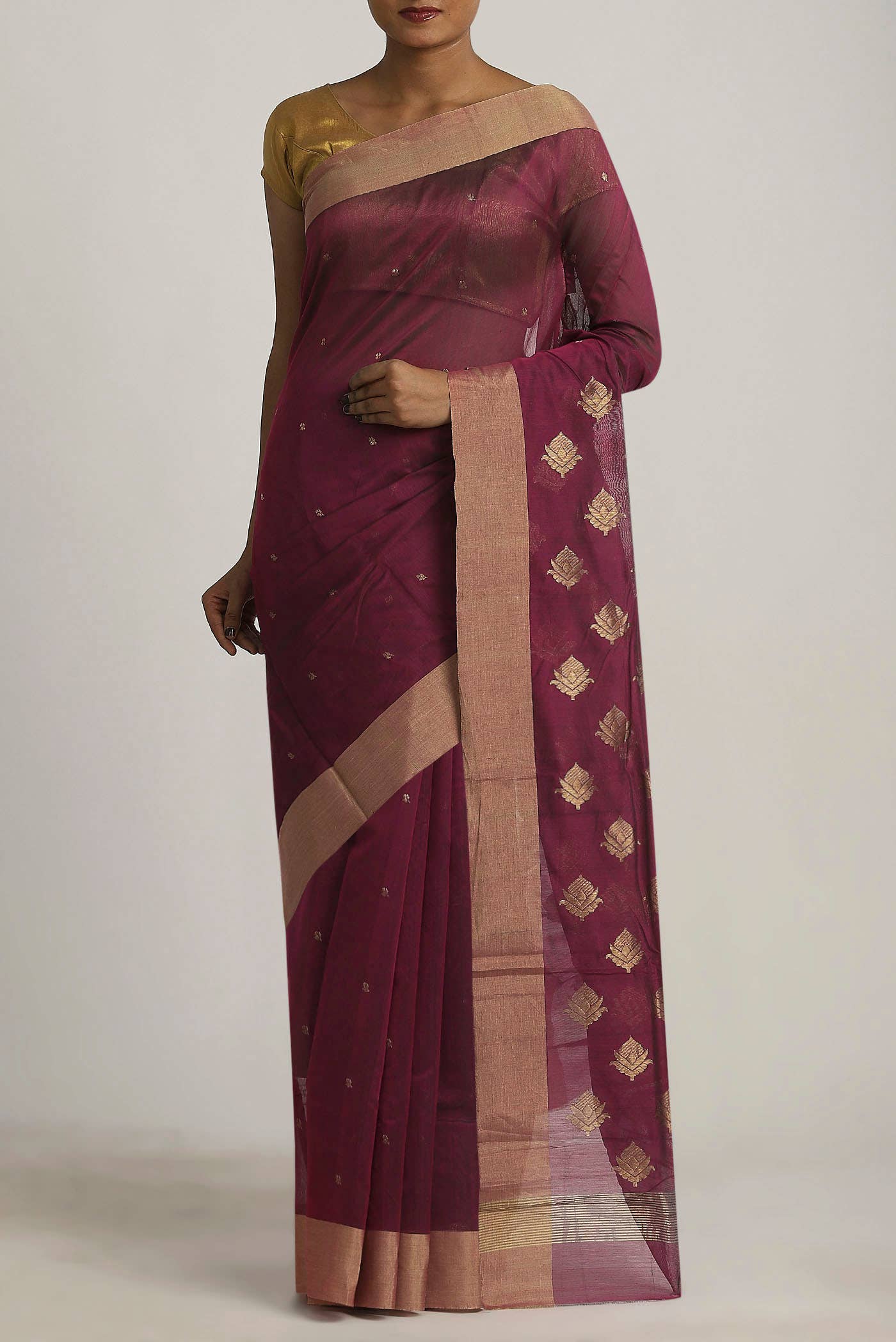 Maroon Chanderi Silk Cotton Saree
