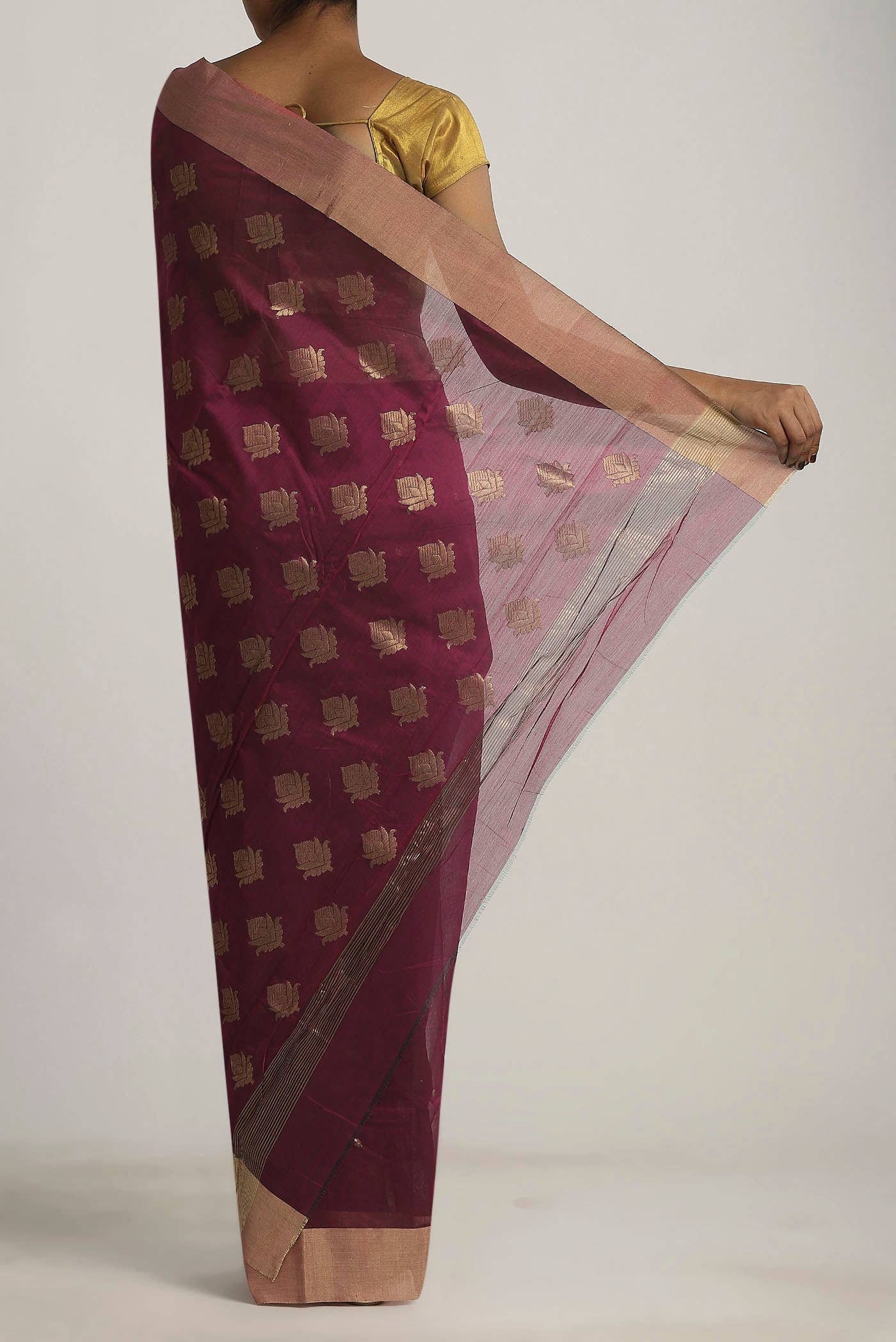Maroon Chanderi Silk Cotton Saree