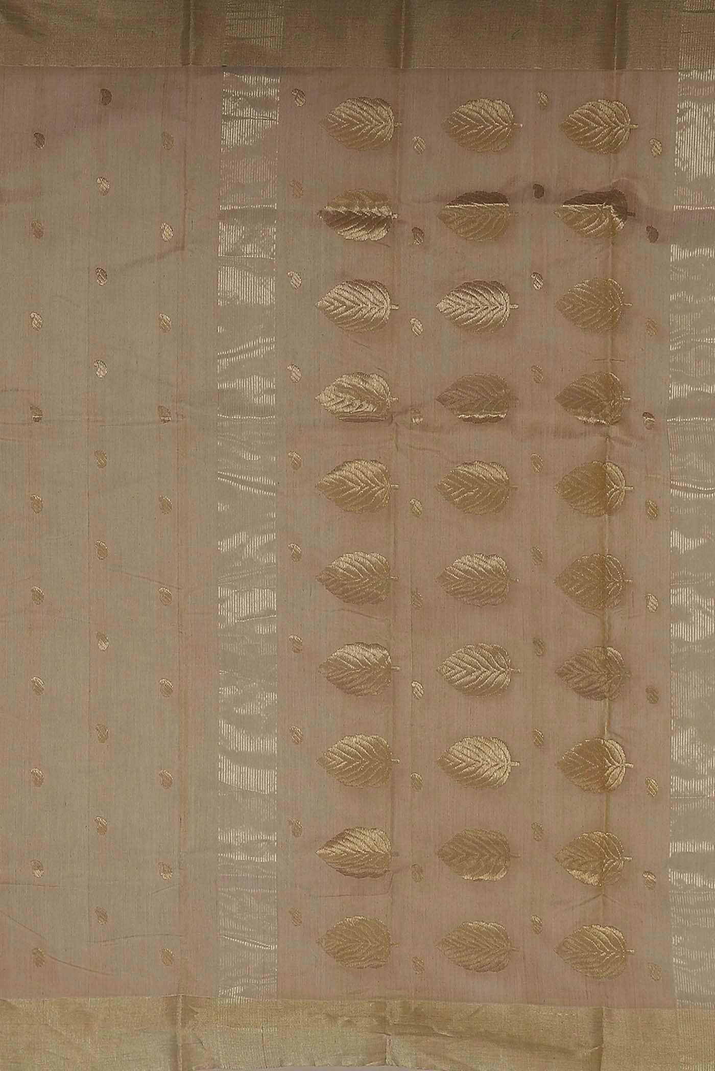 Beige Chanderi Silk Cotton Saree