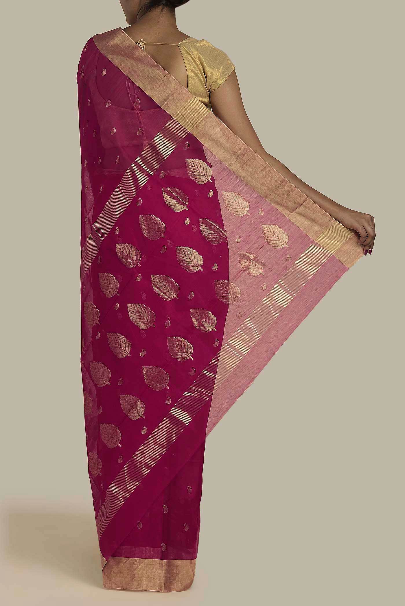 Pink Chanderi Silk Cotton Saree