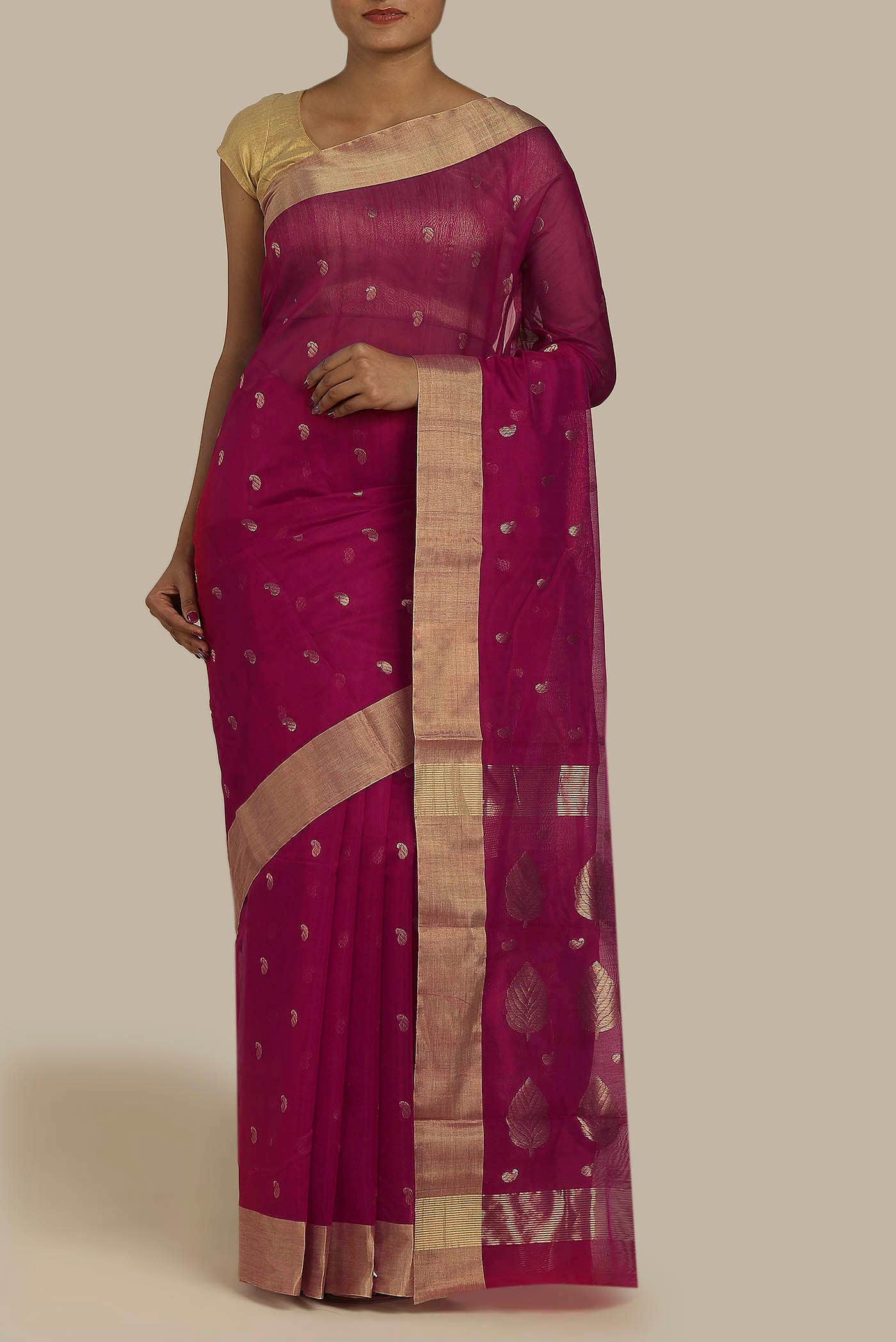 Pink Chanderi Silk Cotton Saree