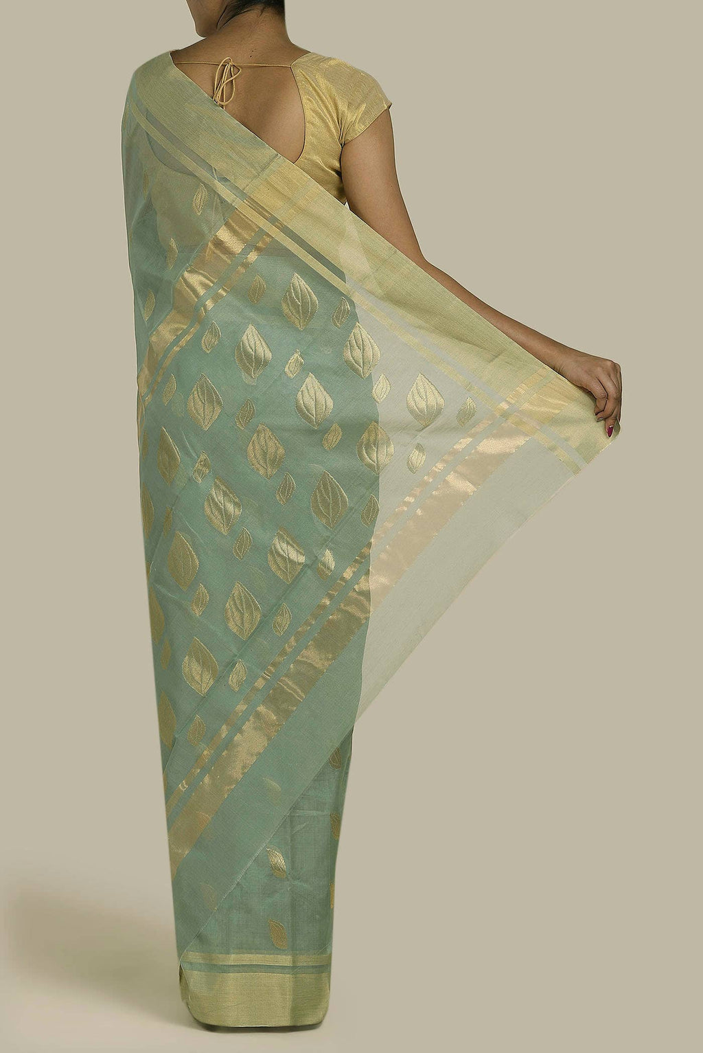 Light Green Chanderi Silk Cotton Saree