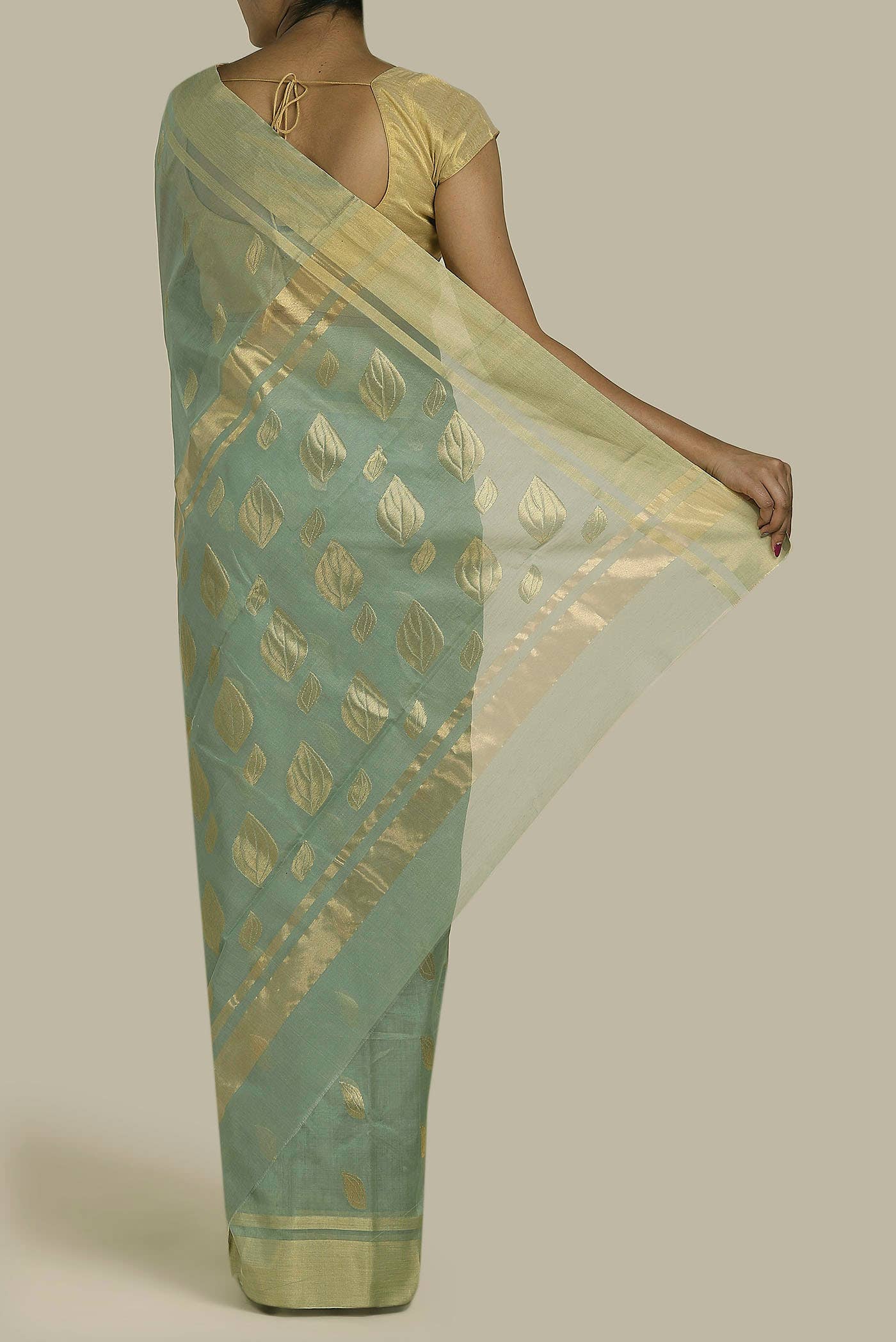 Light Green Chanderi Silk Cotton Saree