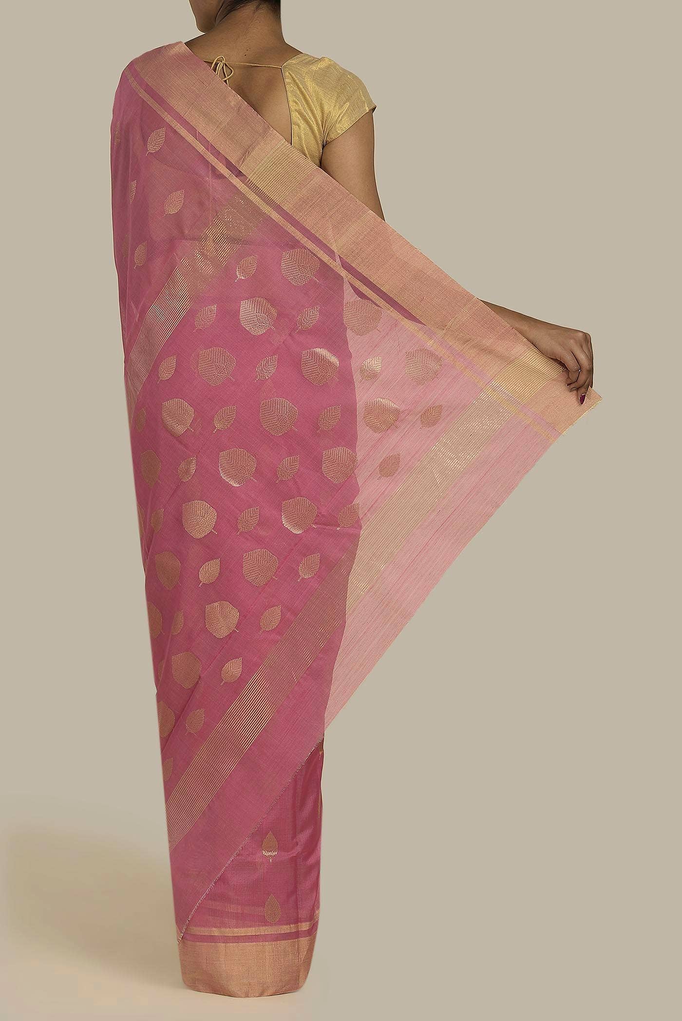 Pink Chanderi Silk Cotton Saree