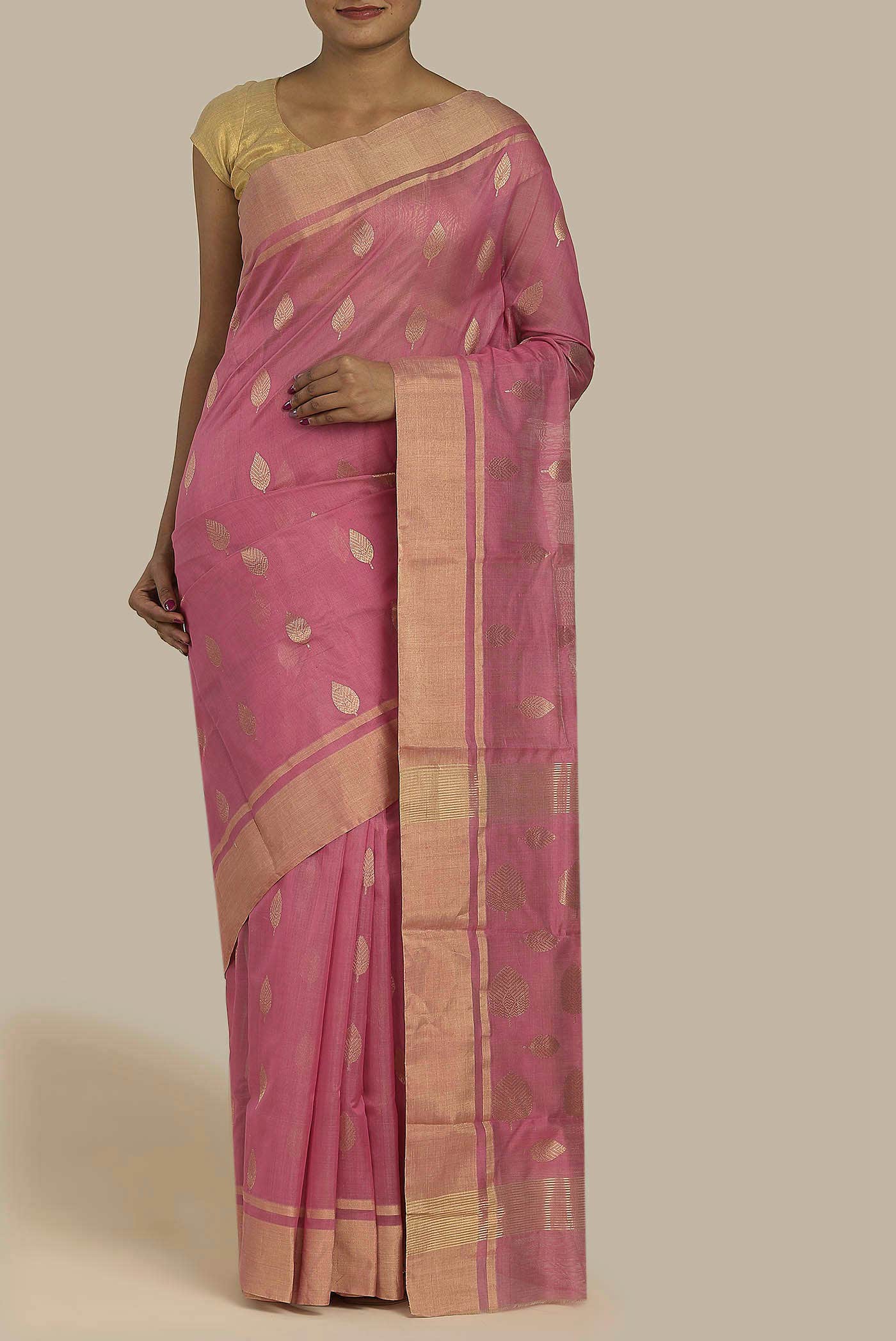 Pink Chanderi Silk Cotton Saree