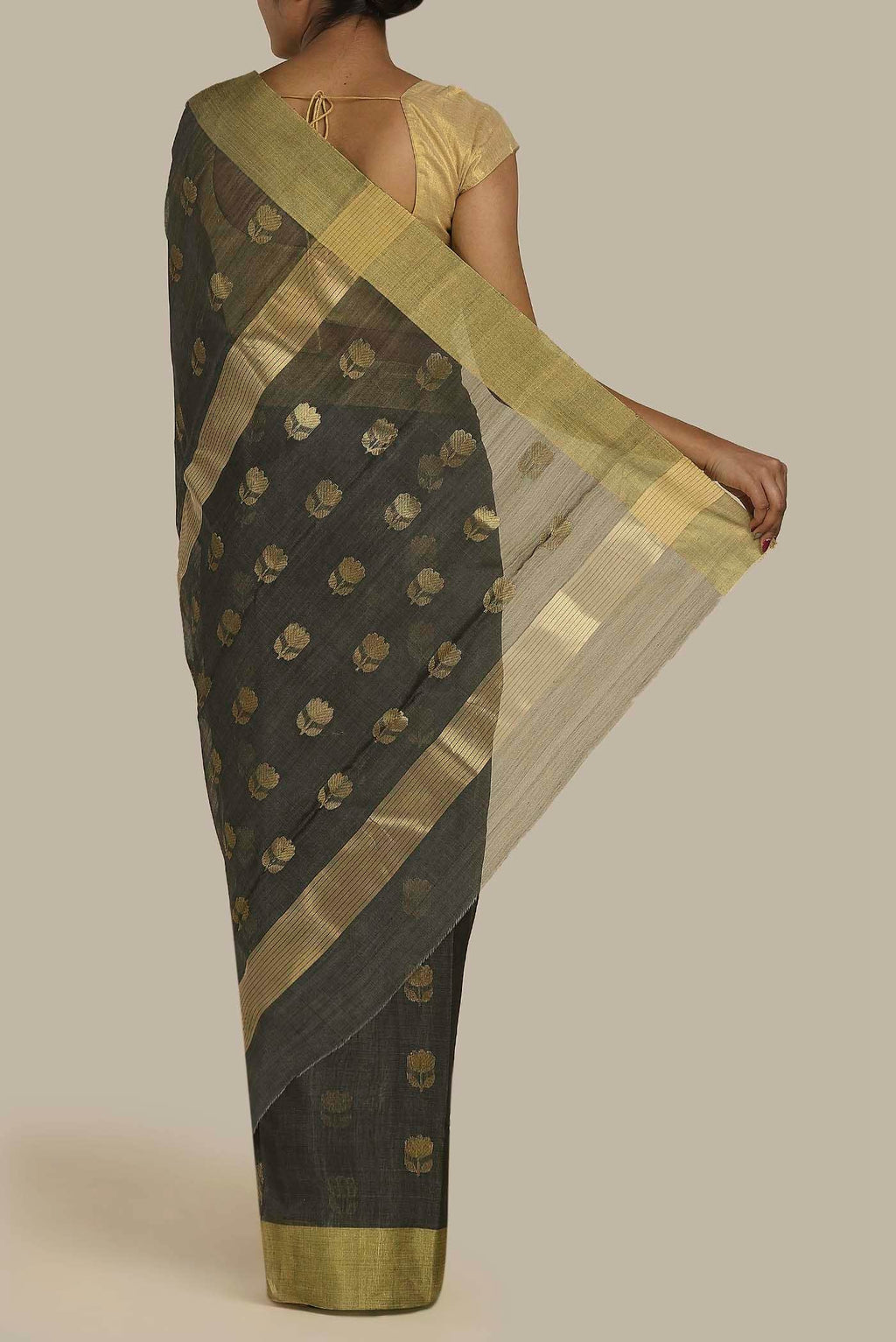 Grey Chanderi Silk Cotton Saree