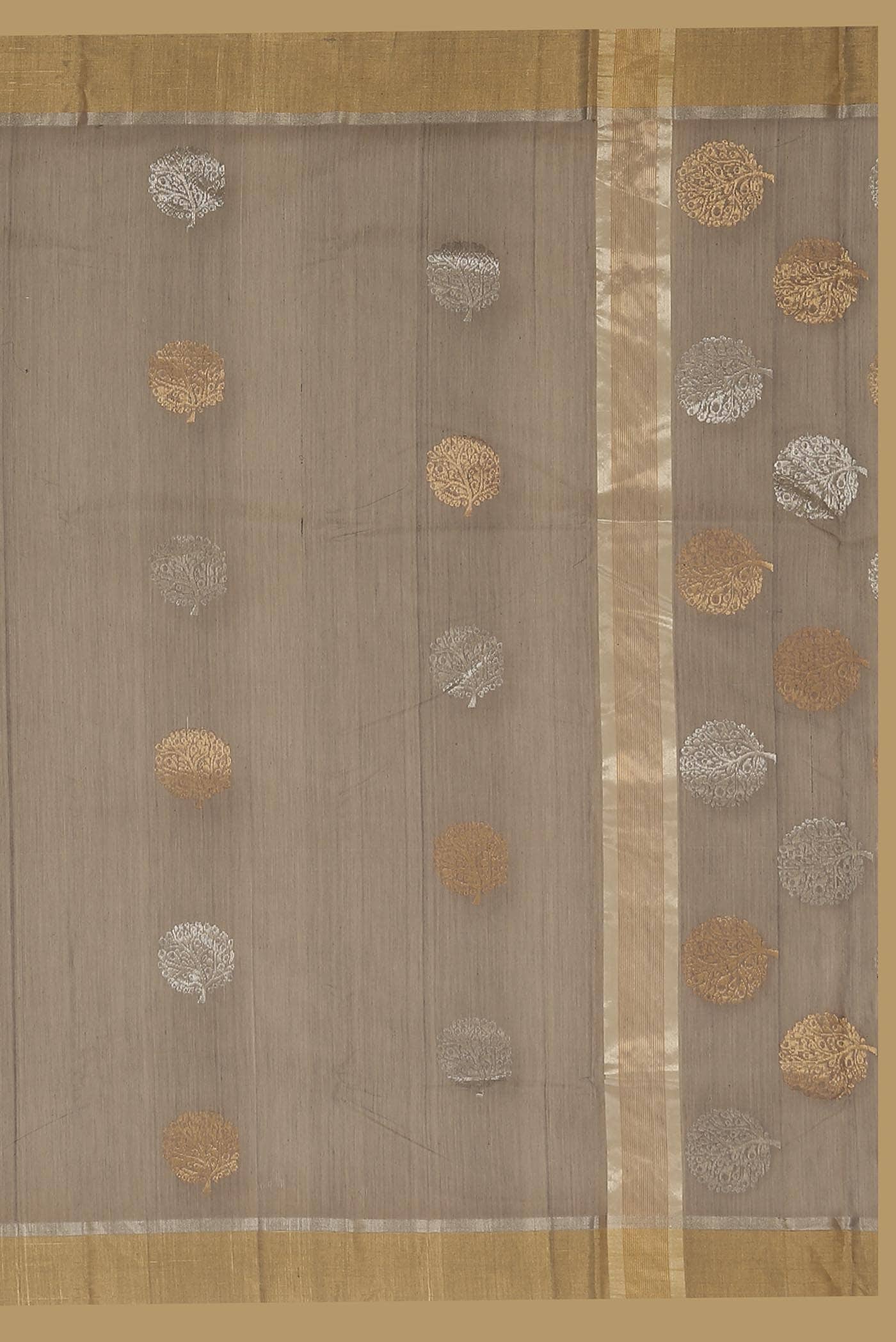 Grey Chanderi Silk Cotton Saree