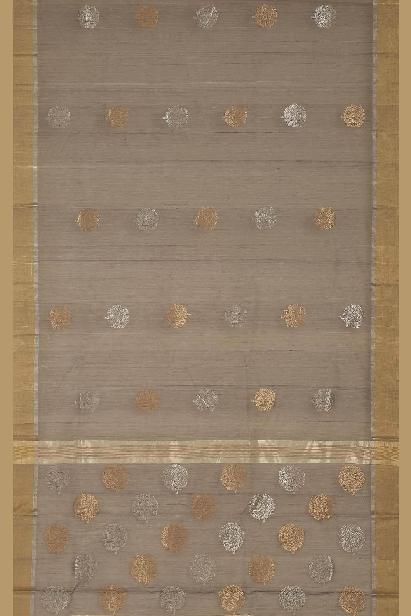 Grey Chanderi Silk Cotton Saree