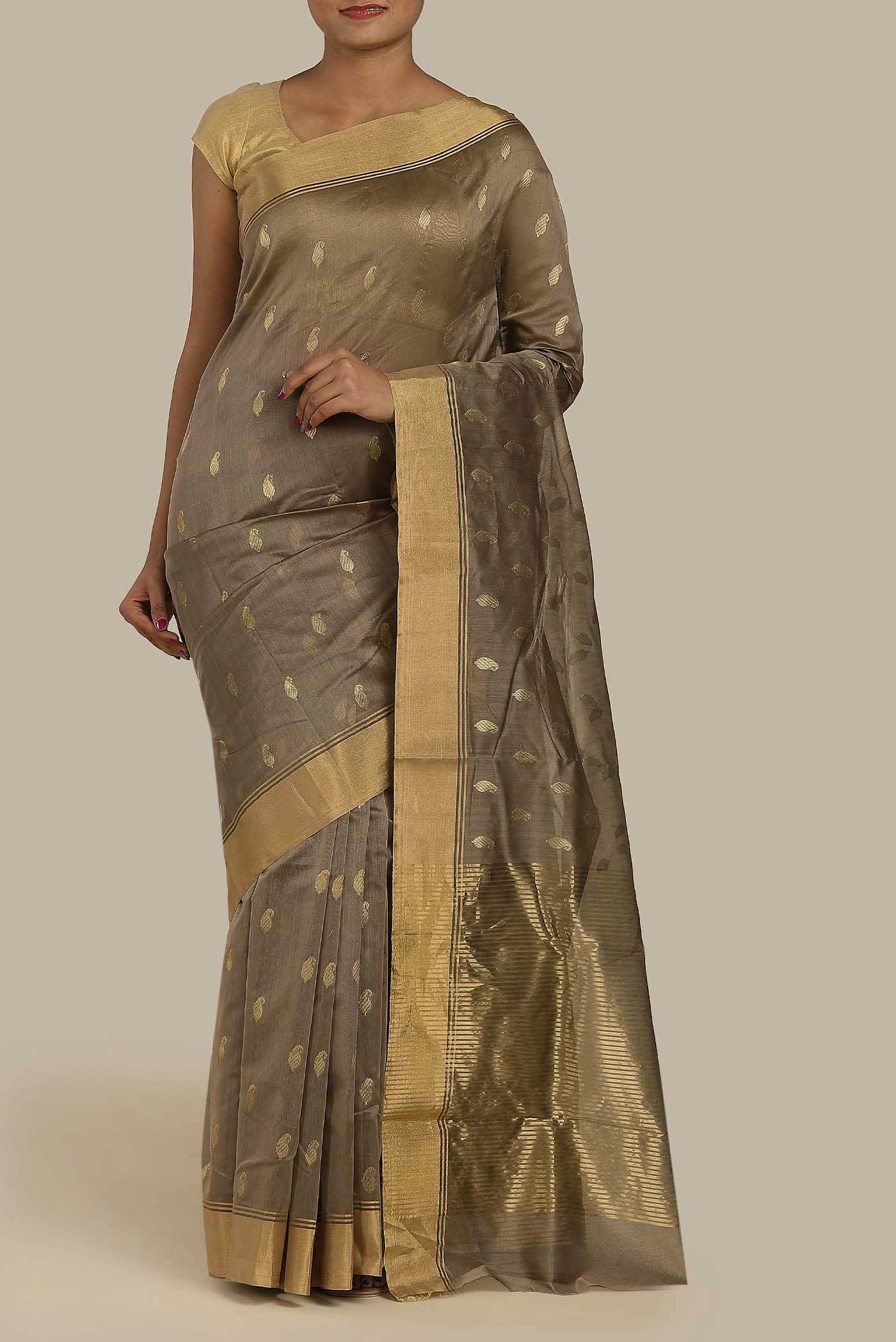 Mauve Chanderi Silk Cotton Saree