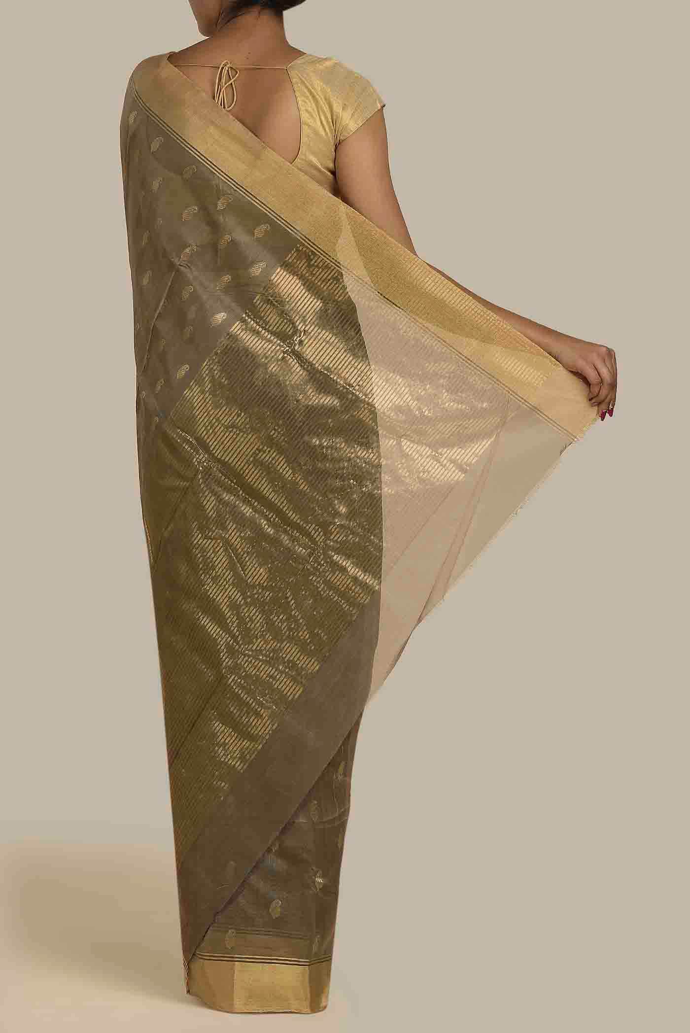 Mauve Chanderi Silk Cotton Saree