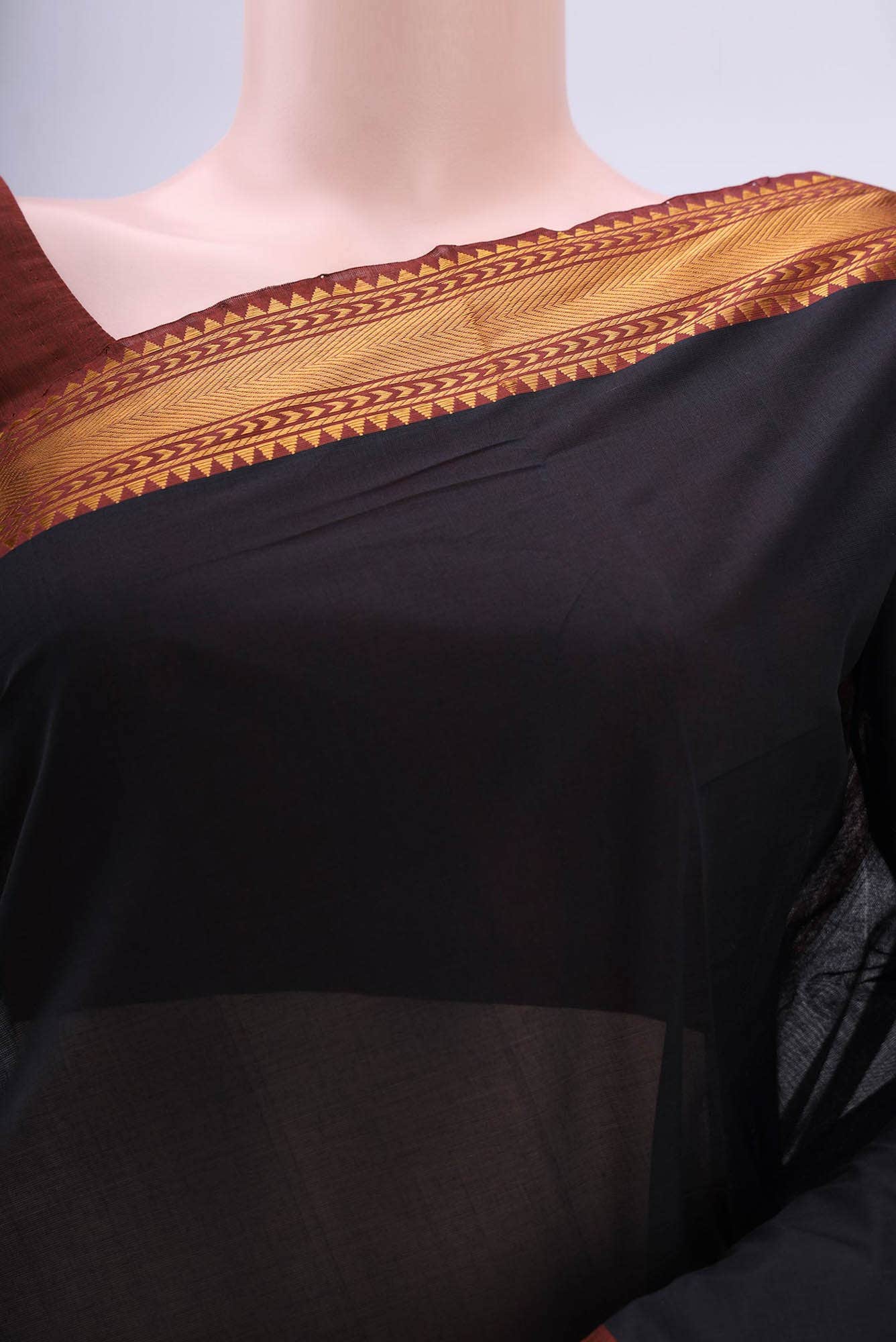 Black Chanderi Silk Cotton Saree
