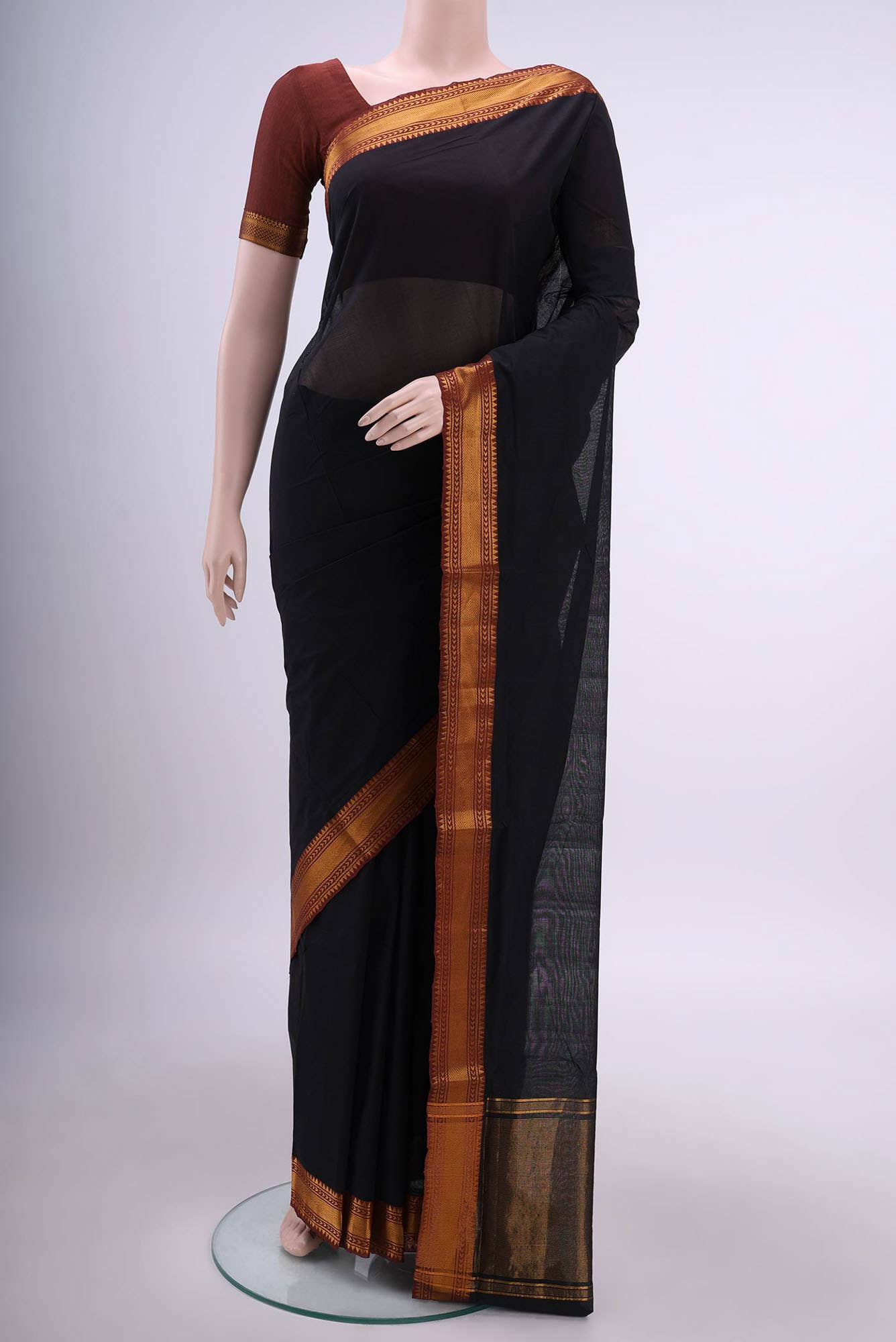 Black Chanderi Silk Cotton Saree