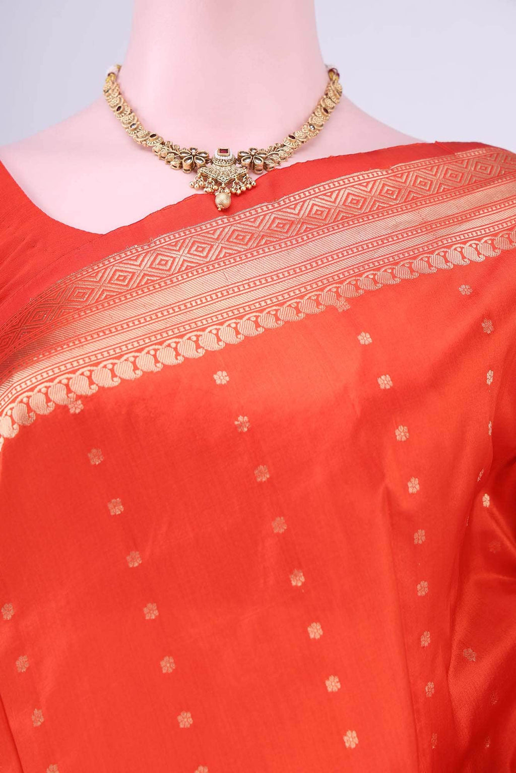 Orange Banarasi Katan Silk Saree
