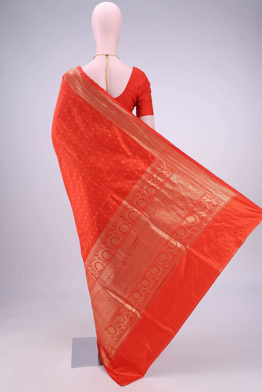 Orange Banarasi Katan Silk Saree