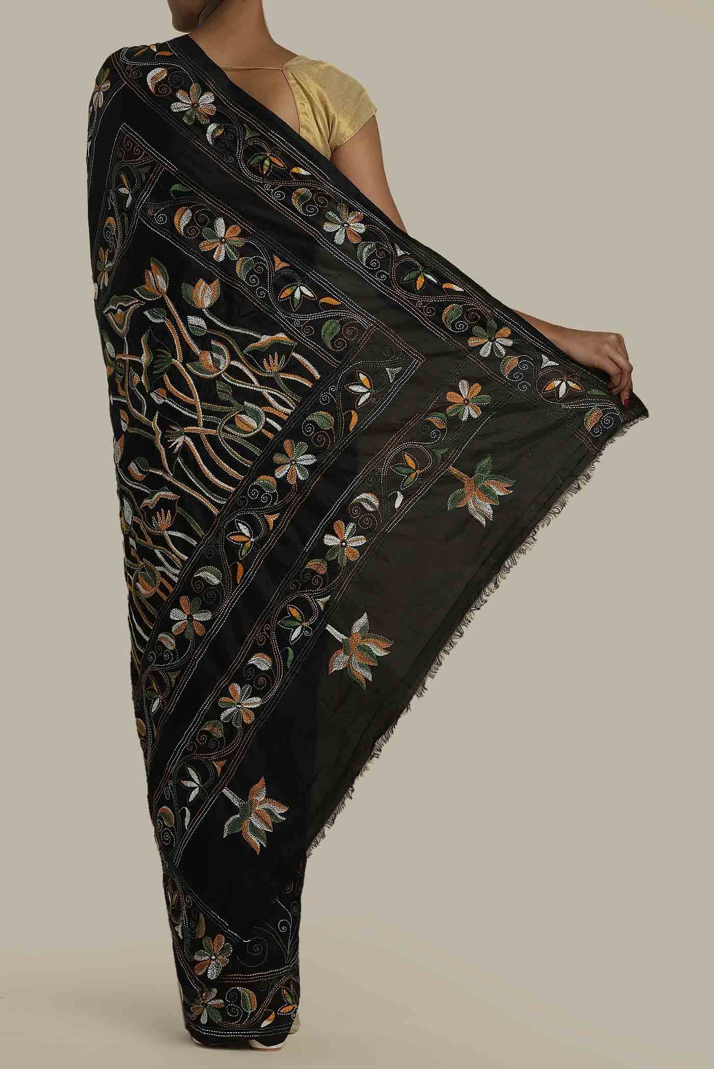 Black Tussar Silk Saree